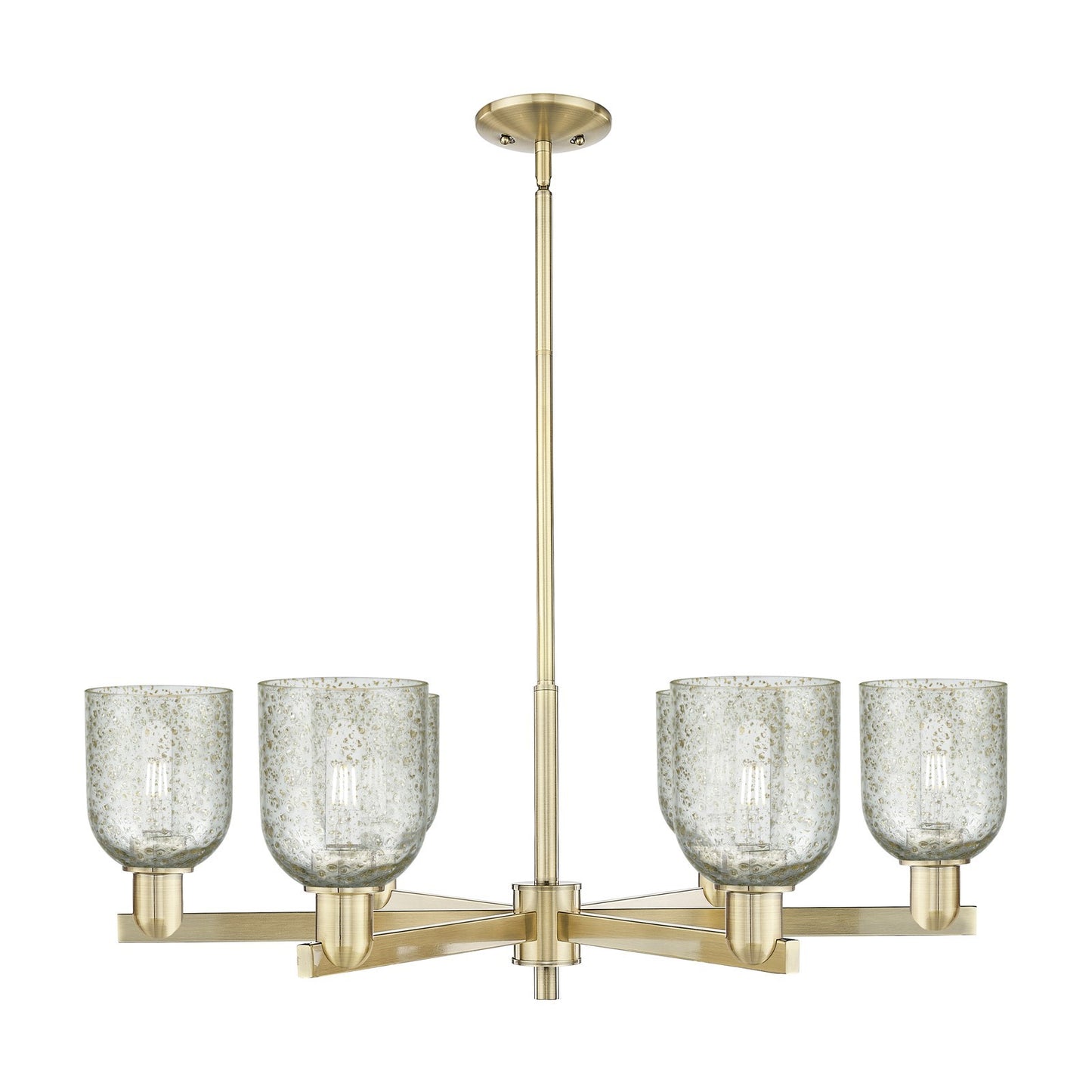 Innovations Caledonia 35in 6-Light Chandelier | Industrial Antique Brass and Mica Glass | Dining Room & Living Room | Model 716-6CR-AB-G259