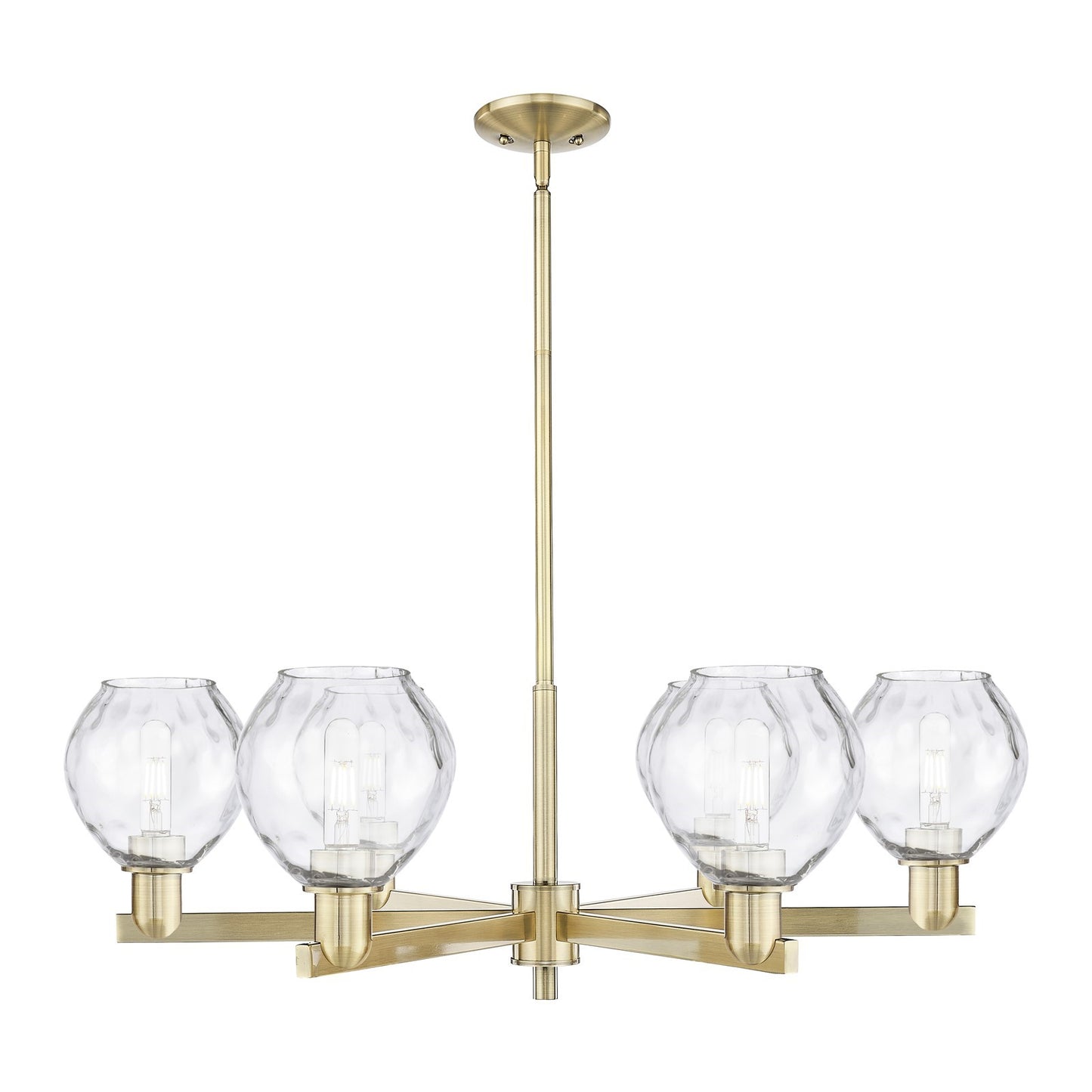 Innovations Waverly 36in 6-Light Chandelier | Industrial Antique Brass and Clear Glass | Dining Room & Living Room | Model 716-6CR-AB-G362
