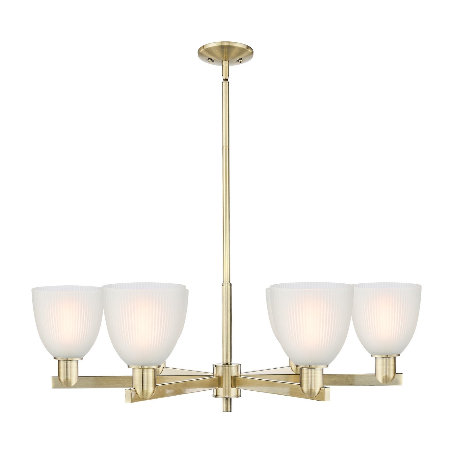 Innovations Castile 36in 6-Light Chandelier | Industrial Antique Brass and White Glass | Kitchen Island & Dining Room | Model 716-6CR-AB-G381