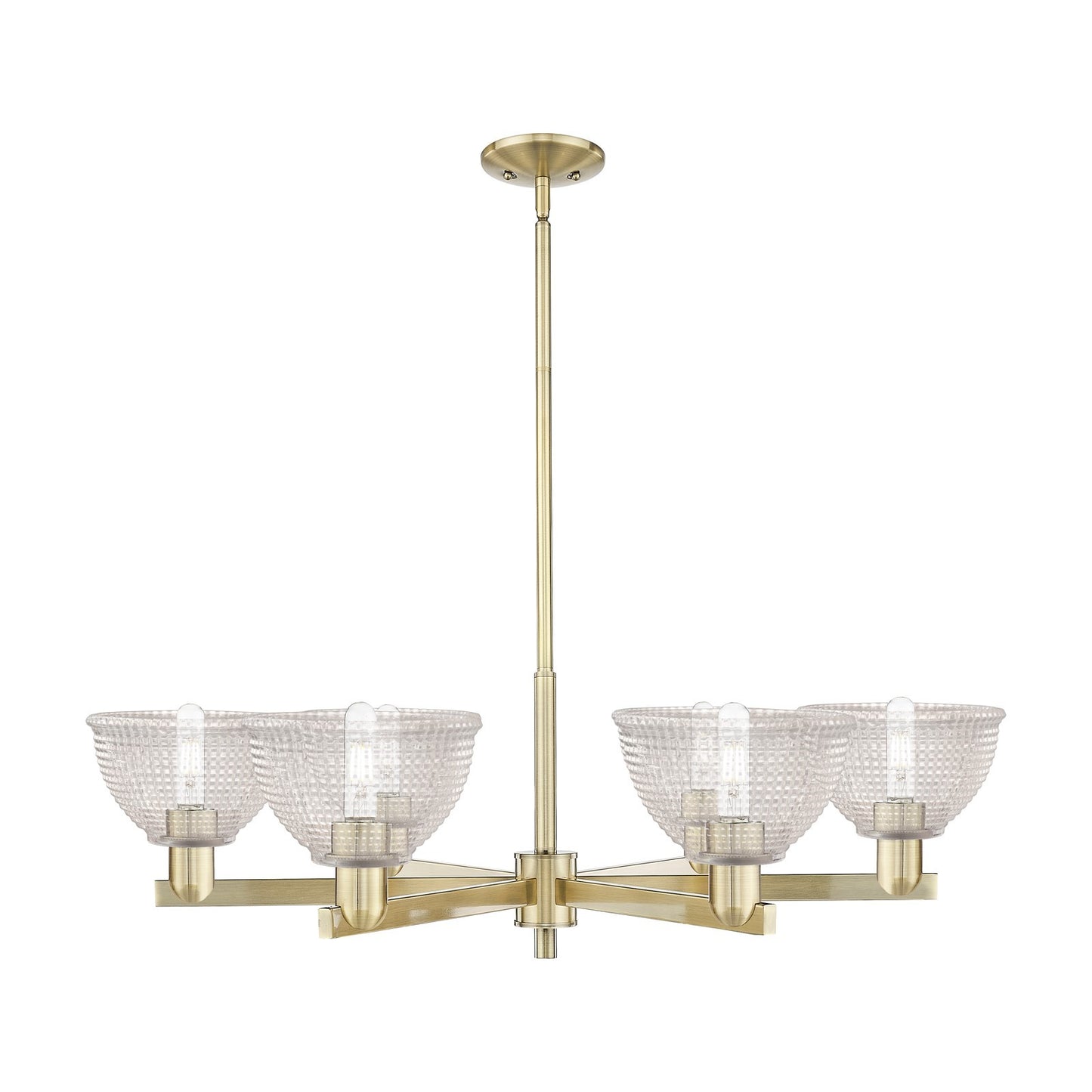 Innovations Arietta 38in 6-Light Chandelier | Industrial Antique Brass Steel and Clear Glass | Dining Room & Living Room | Model 716-6CR-AB-G422