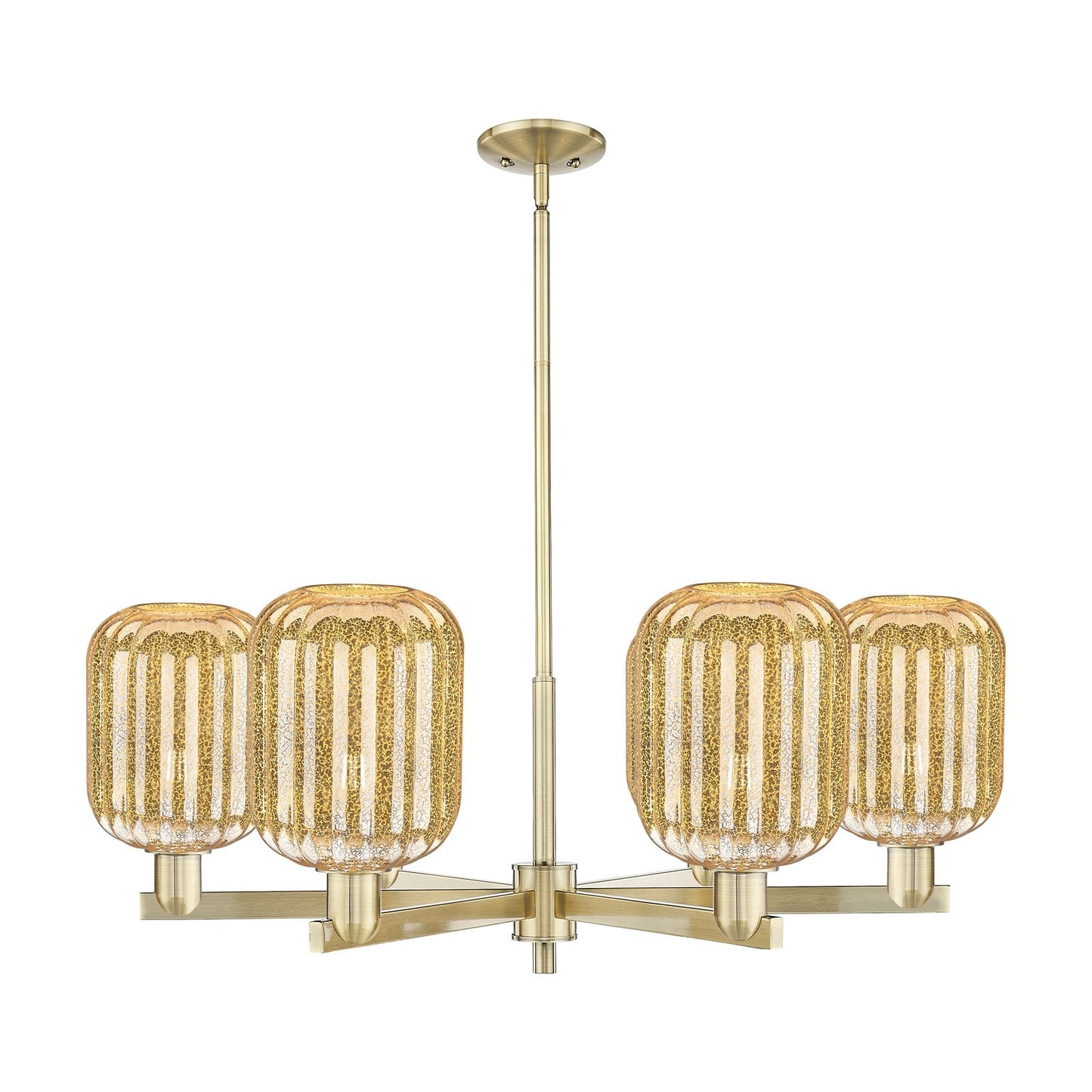 Innovations Preston Cylinder 36.5in 6-Light Chandelier | Industrial Antique Brass and Mercury Glass | Dining Room & Living | Model 716-6CR-AB-G460-7ME