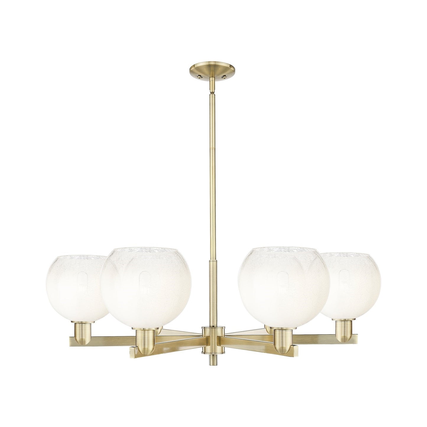 Innovations Brookhaven Globe 38in 6-Light Chandelier | Industrial Antique Brass Steel and Opal Glass | Dining Room & Living | Model 716-6CR-AB-G483-8OP
