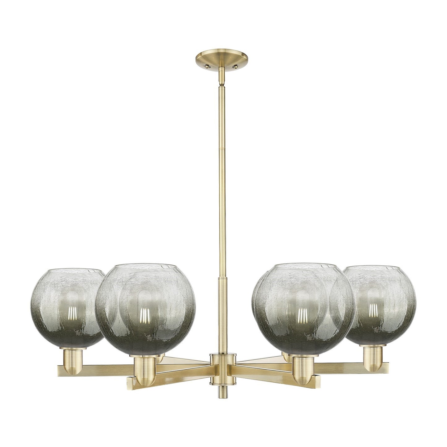 Innovations Brookhaven Globe 38in 6-Light Chandelier | Industrial Antique Brass Steel and Slate Glass | Living & Dining Room | Model 716-6CR-AB-G483-8SL