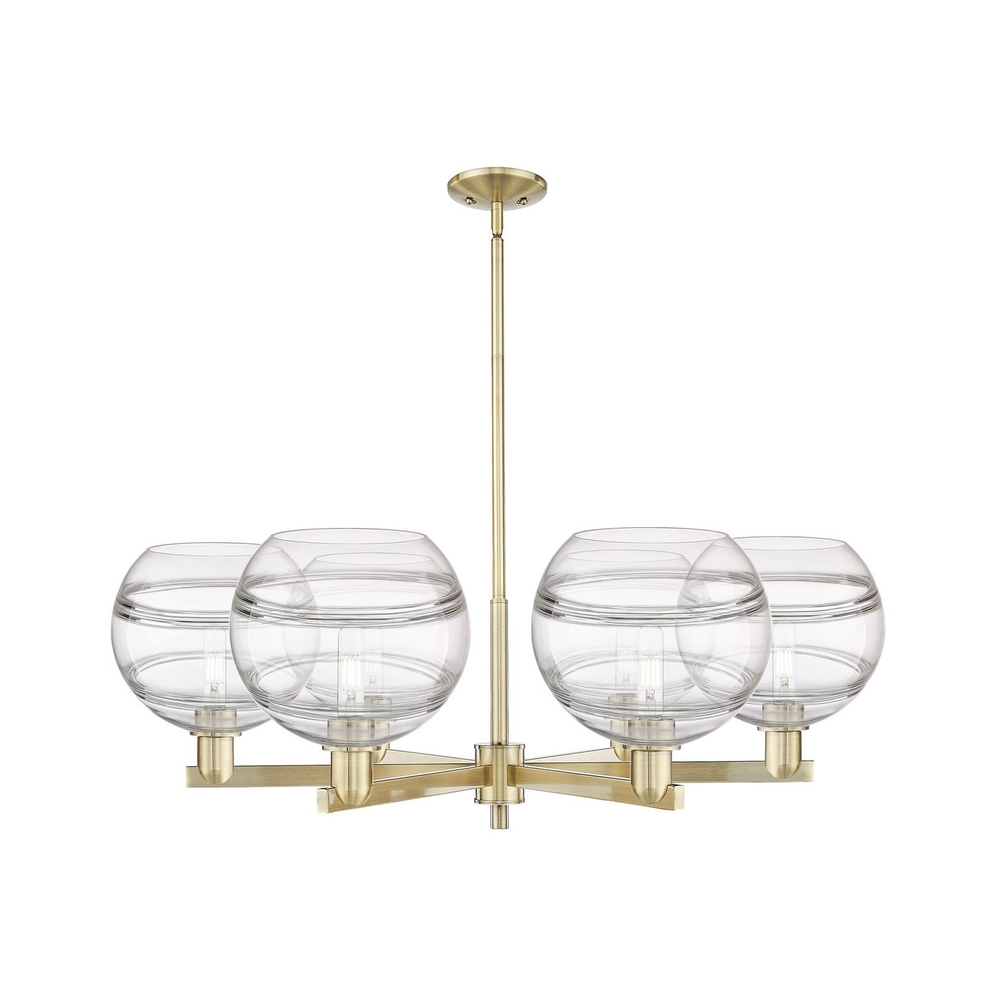 Innovations Rochester 40in 6-Light Chandelier | Industrial Antique Brass and Clear Glass | Dining Room & Living Room | Model 716-6CR-AB-G556-10CL