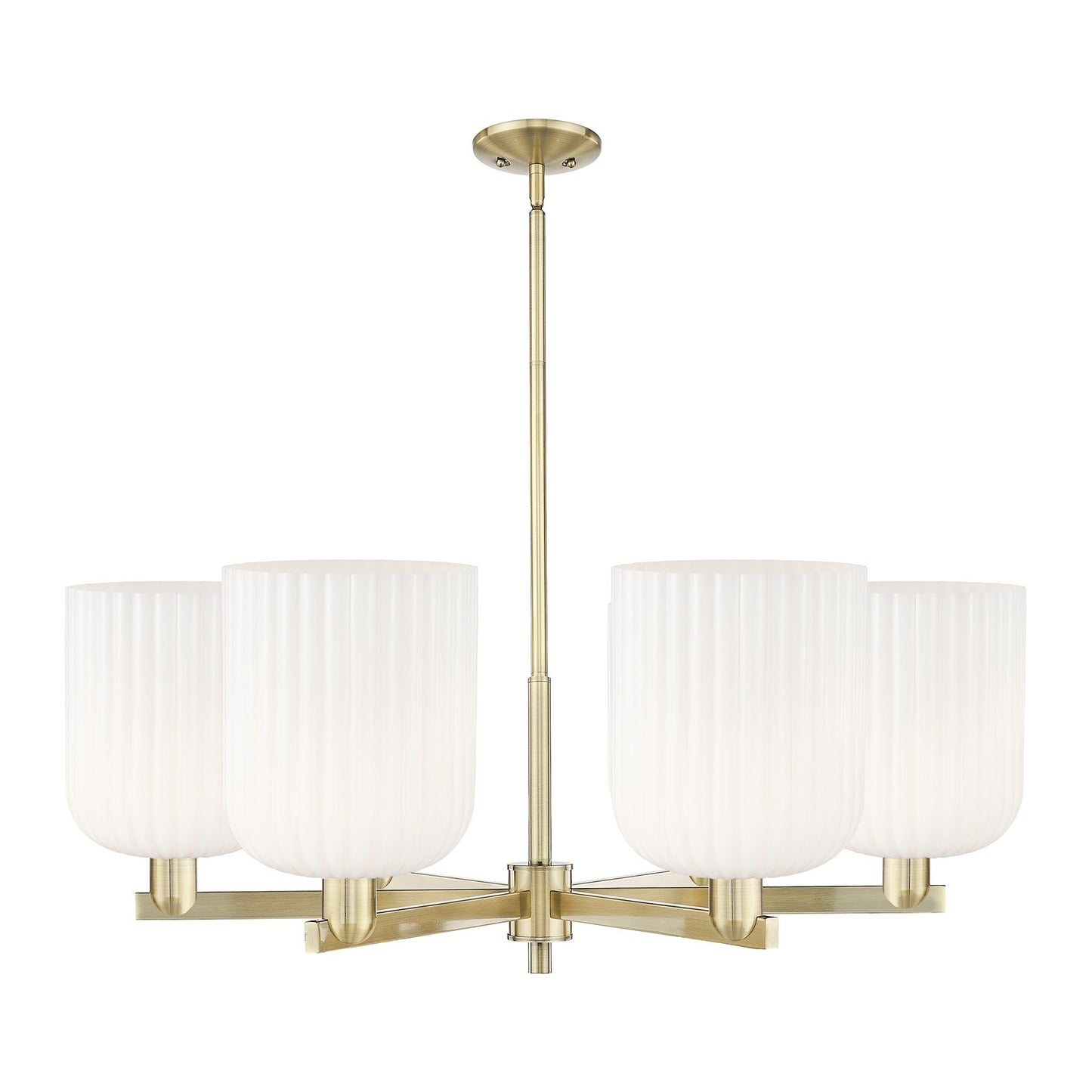 Innovations Bridal Veil 38in 6-Light Chandelier | Industrial Antique Brass Steel and Gloss White Glass | Kitchen Island & | Model 716-6CR-AB-G559-8GWH