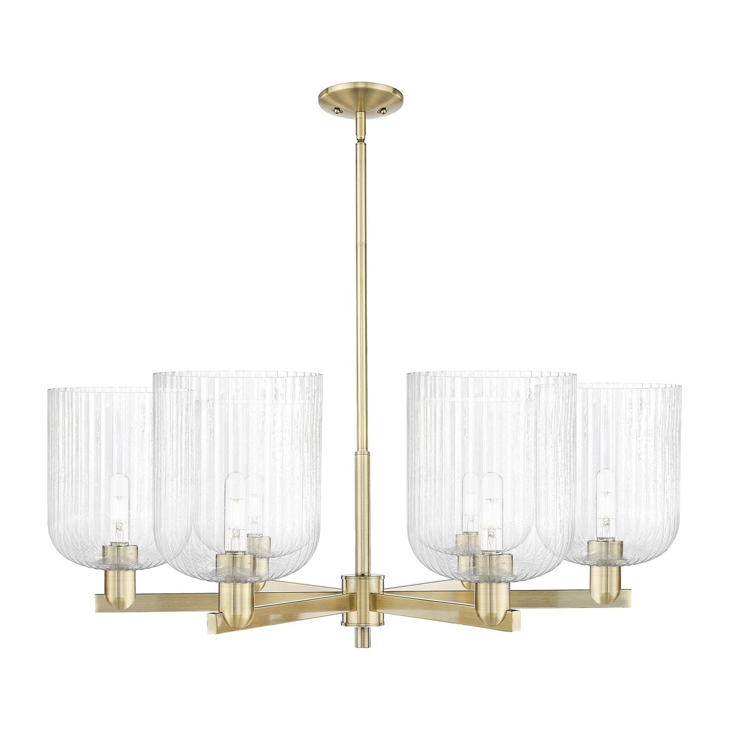Innovations Bridal Veil 38in 6-Light Chandelier | Industrial Antique Brass and Seedy Glass | Dining Room & Living Room | Model 716-6CR-AB-G559-8SDY