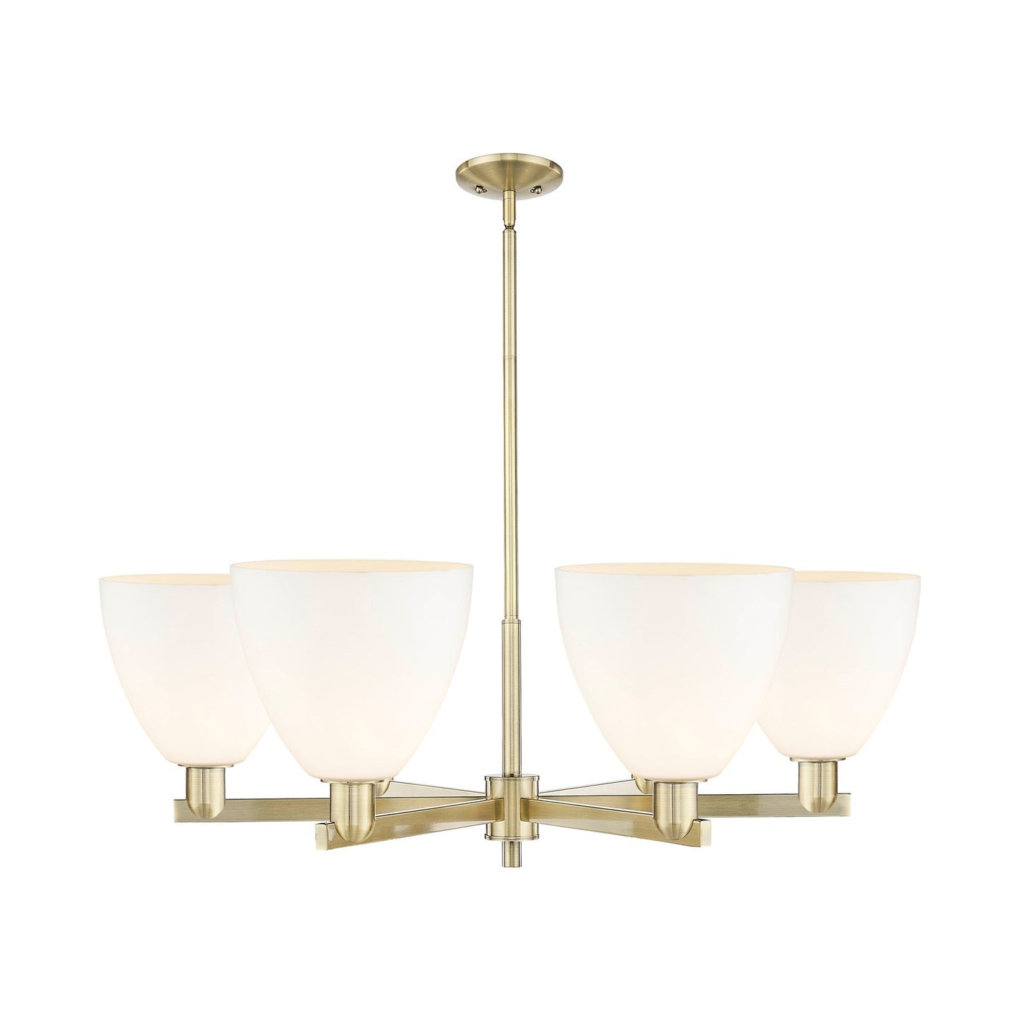 Innovations Bristol 39in 6-Light Chandelier | Industrial Antique Brass and Matte White Glass | Dining Room & Living Room | Model 716-6CR-AB-GBD-91