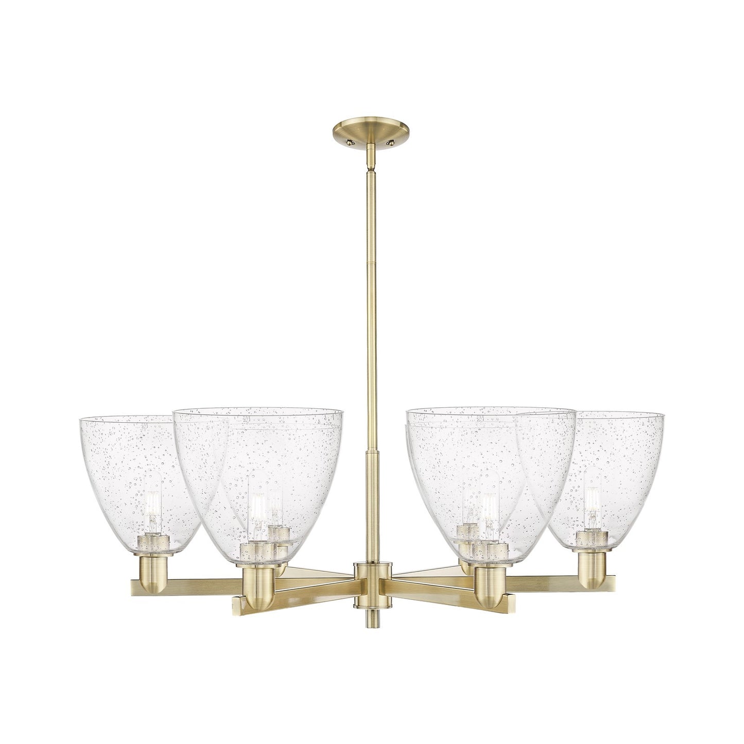 Innovations Bristol 39in 6-Light Chandelier | Industrial Antique Brass Steel and Seedy Glass | Dining Room & Living Room | Model 716-6CR-AB-GBD-94