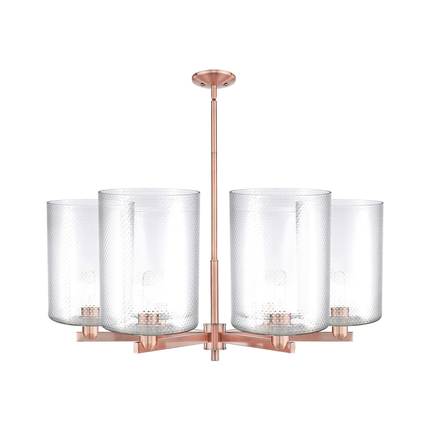 Innovations Cobbleskill 39in 6-Light Chandelier | Industrial Antique Copper Steel and Clear Glass | Dining Room & Living Room | Model 716-6CR-AC-G112-L