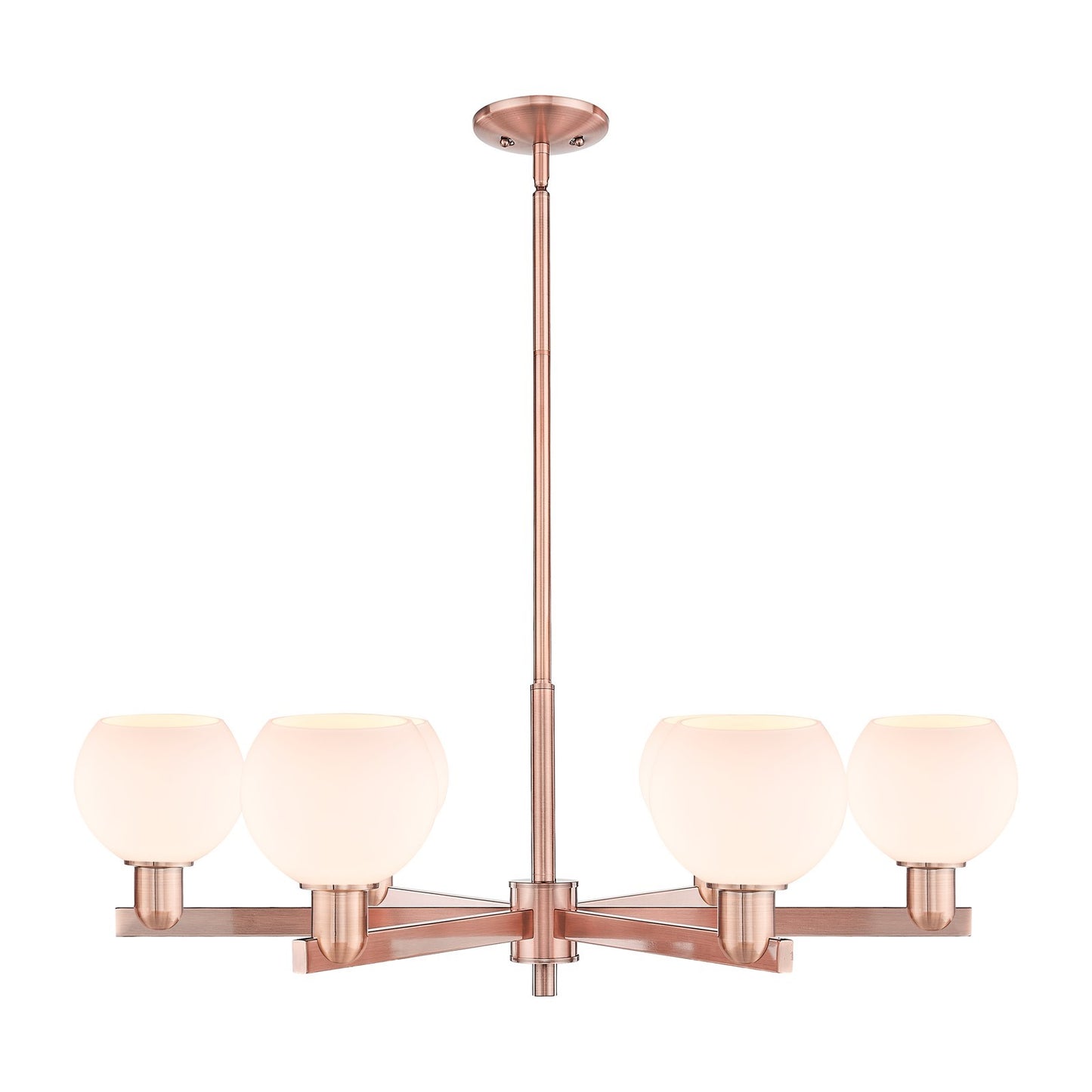 Innovations Athens 36in 6-Light Chandelier | Industrial Antique Copper and Matte White Glass | Dining Room & Living Room | Model 716-6CR-AC-G121-6