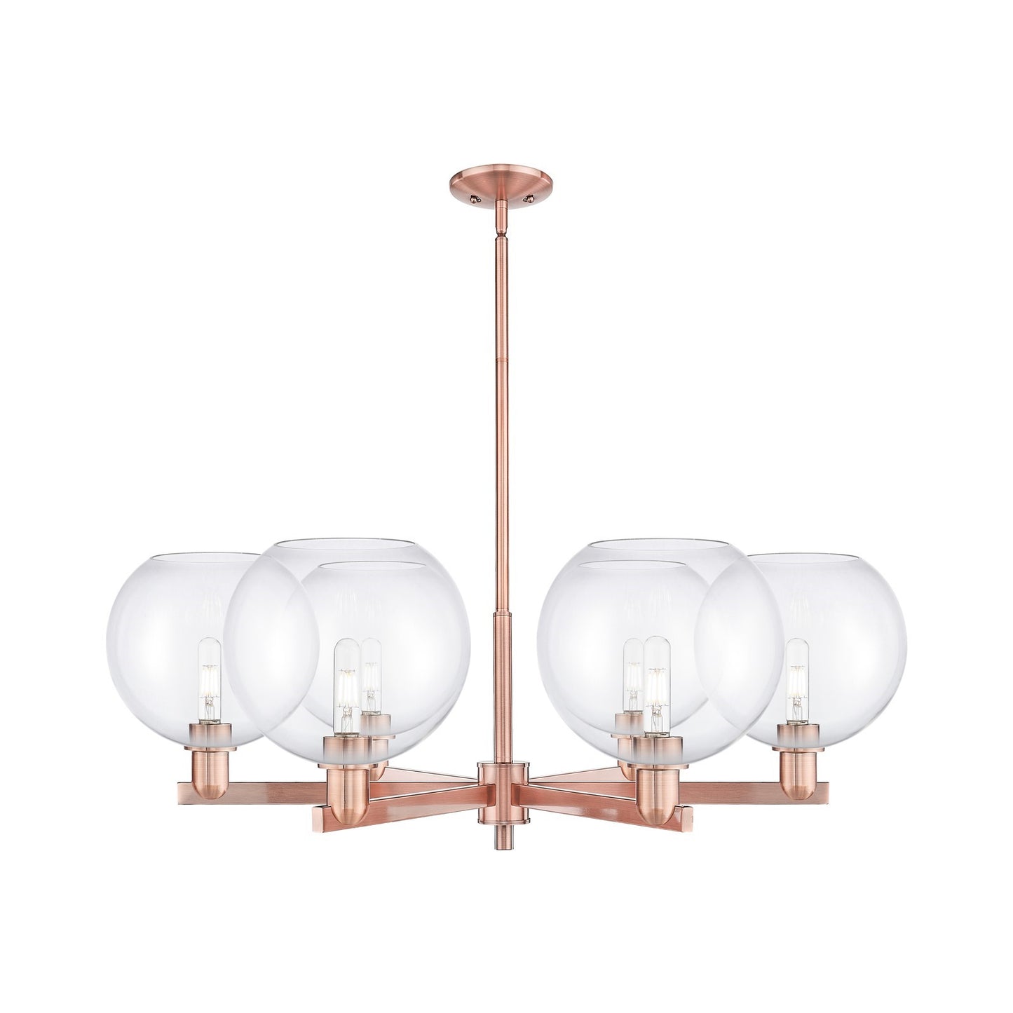 Innovations Athens 40in 6-Light Chandelier | Industrial Antique Copper and Clear Glass | Dining Room & Living Room | Model 716-6CR-AC-G122-10