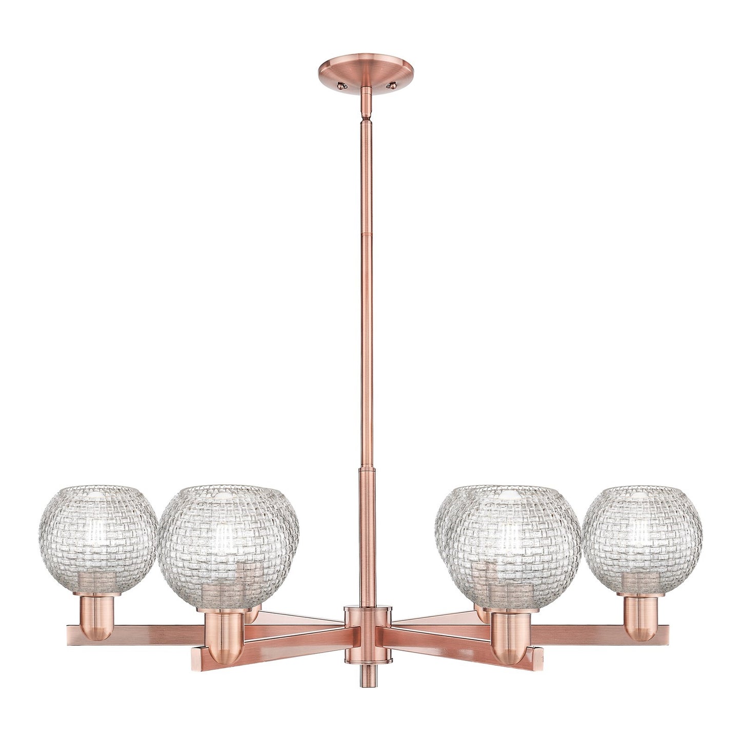 Innovations Athens 36in 6-Light Chandelier | Industrial Antique Copper Steel and Clear Basket Weave Glass | Dining Room & | Model 716-6CR-AC-G122C-6CL