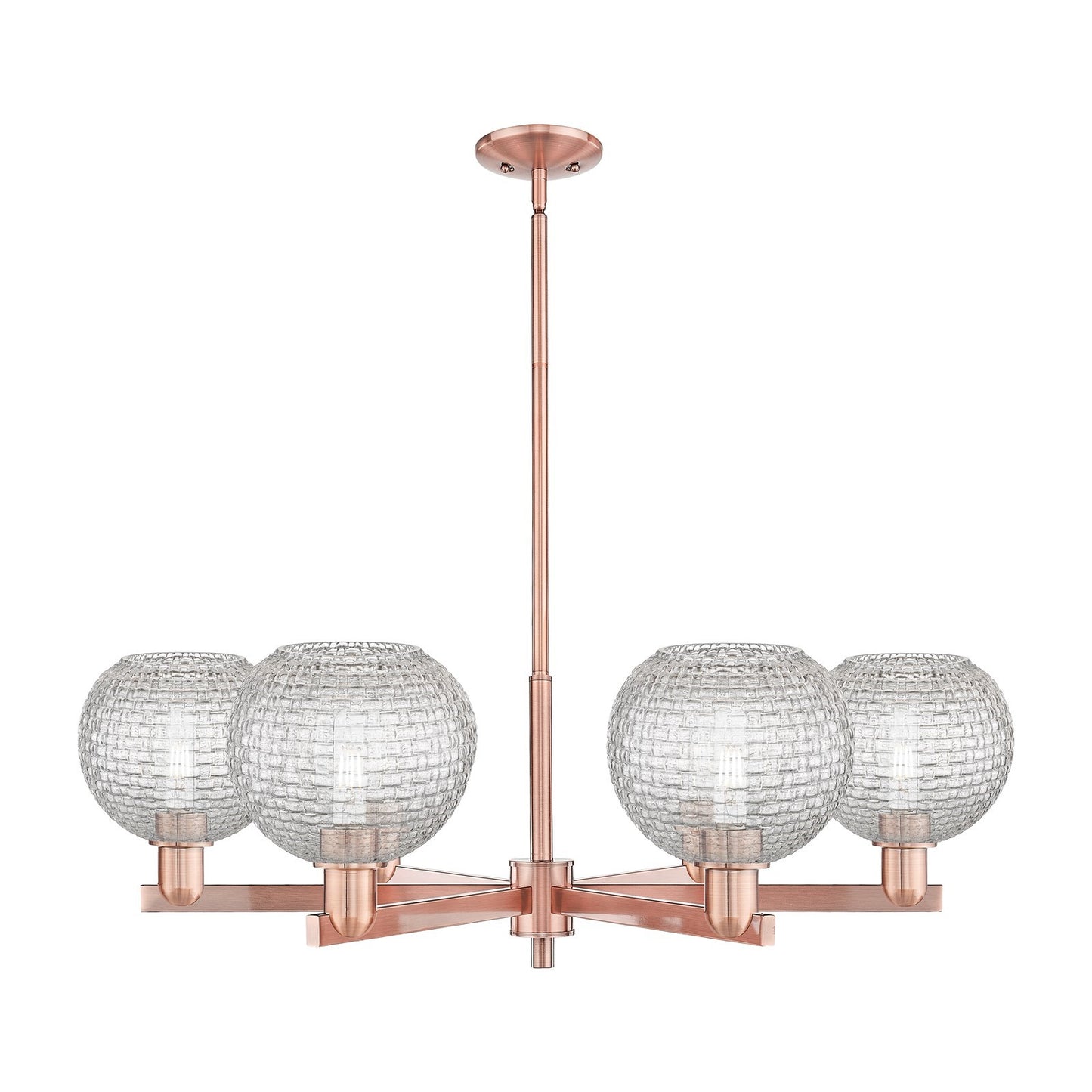 Innovations Athens 38in 6-Light Chandelier | Industrial Antique Copper Steel and Clear Basket Weave Glass | Dining Room & | Model 716-6CR-AC-G122C-8CL