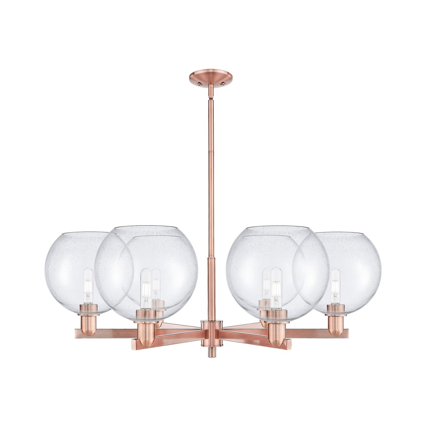 Innovations Athens 40in 6-Light Chandelier | Industrial Antique Copper Steel and Seedy Glass | Dining Room & Living Room | Model 716-6CR-AC-G124-10