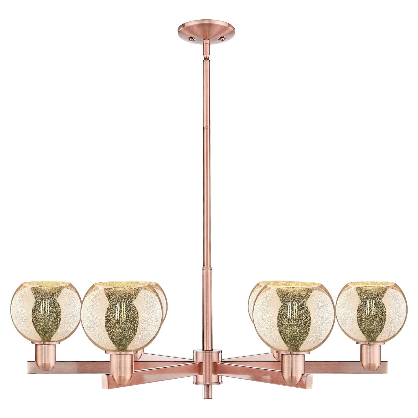 Innovations Athens 36in 6-Light Chandelier | Industrial Antique Copper and Mercury Glass | Dining Room & Living Room | Model 716-6CR-AC-G128-6