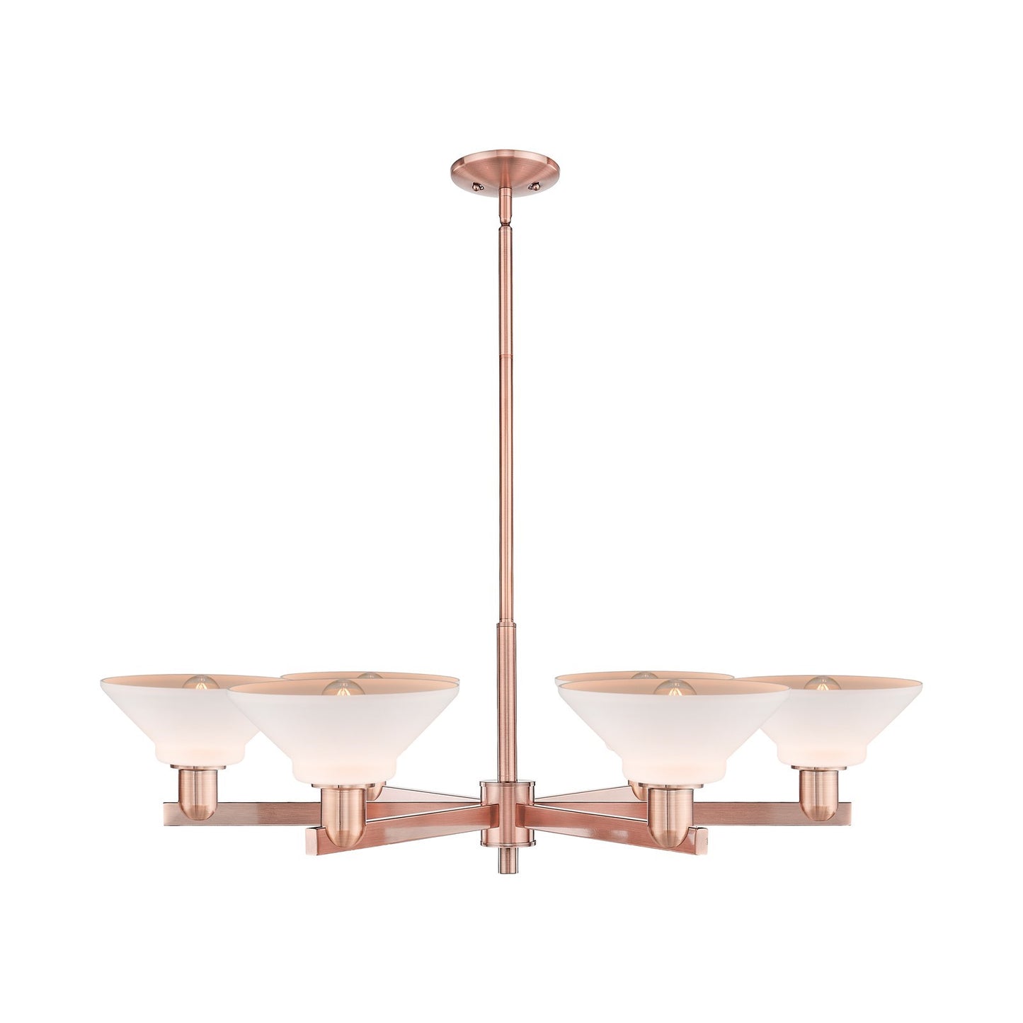 Innovations Orwell 38in 6-Light Chandelier | Industrial Antique Copper and Matte White Glass | Dining Room & Living Room | Model 716-6CR-AC-G131