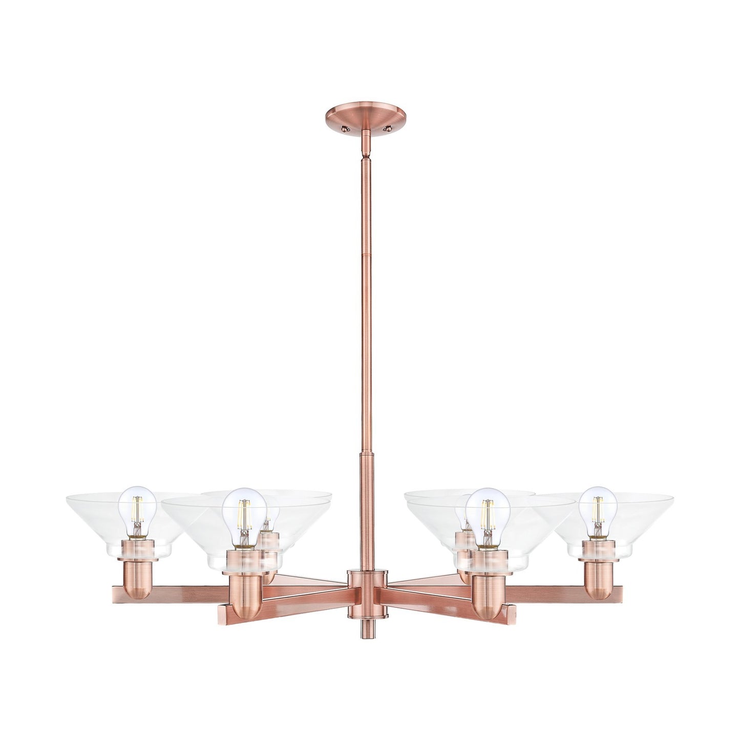 Innovations Orwell 38in 6-Light Chandelier | Industrial Antique Copper Steel and Clear Glass | Dining Room & Living Room | Model 716-6CR-AC-G132