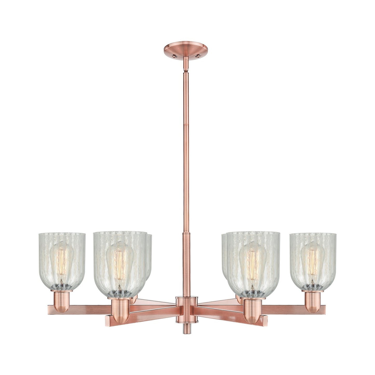 Innovations Caledonia 35in 6-Light Chandelier | Industrial Antique Copper and Mouchette Glass | Dining Room & Living Room | Model 716-6CR-AC-G2511