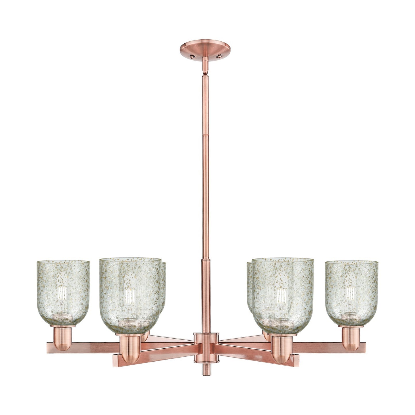 Innovations Caledonia 35in 6-Light Chandelier | Industrial Antique Copper Steel and Mica Glass | Dining Room & Living Room | Model 716-6CR-AC-G259