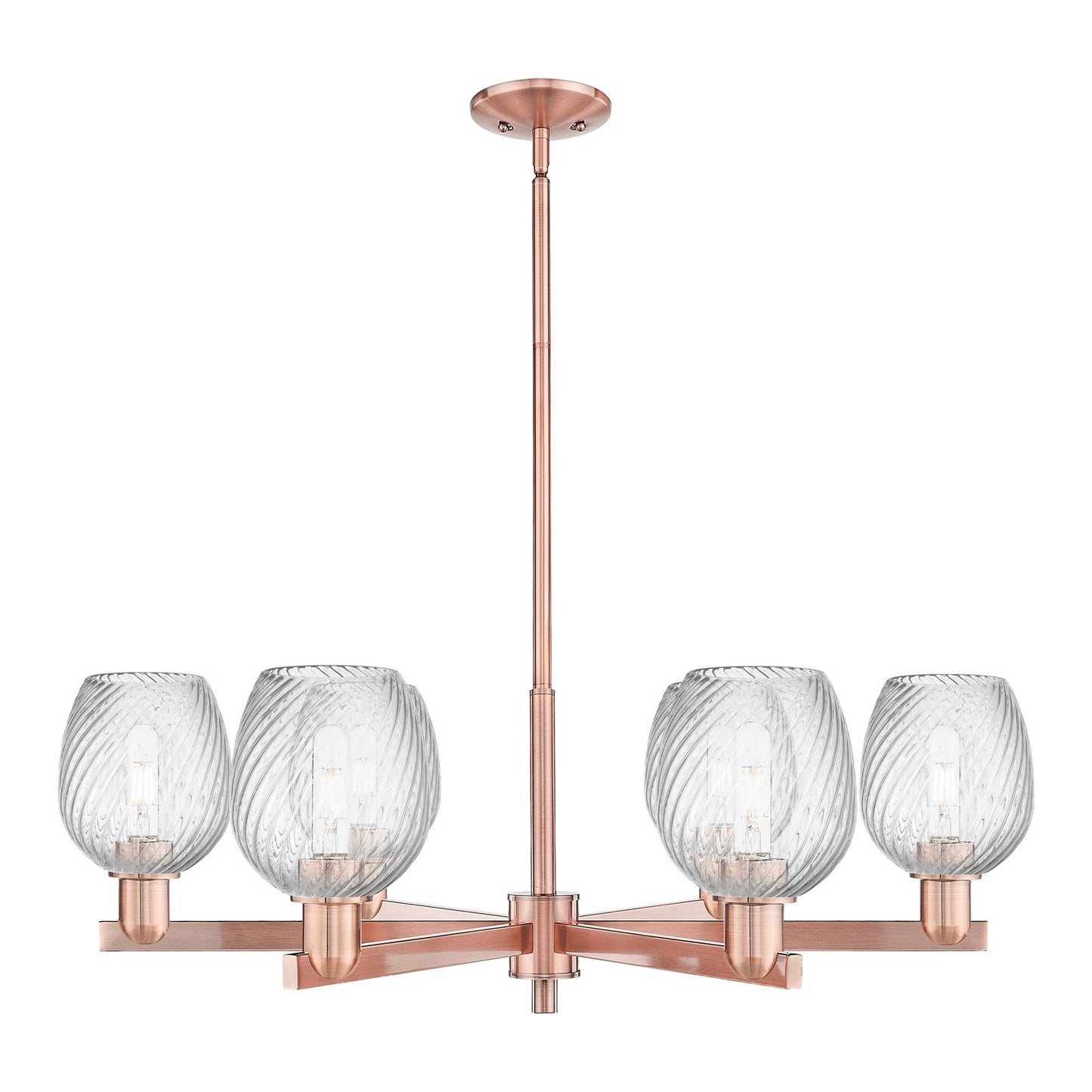 Innovations Salina 36in 6-Light Chandelier | Industrial Antique Copper Steel and Clear Spiral Fluted Glass | Dining Room & Living | Model 716-6CR-AC-G292