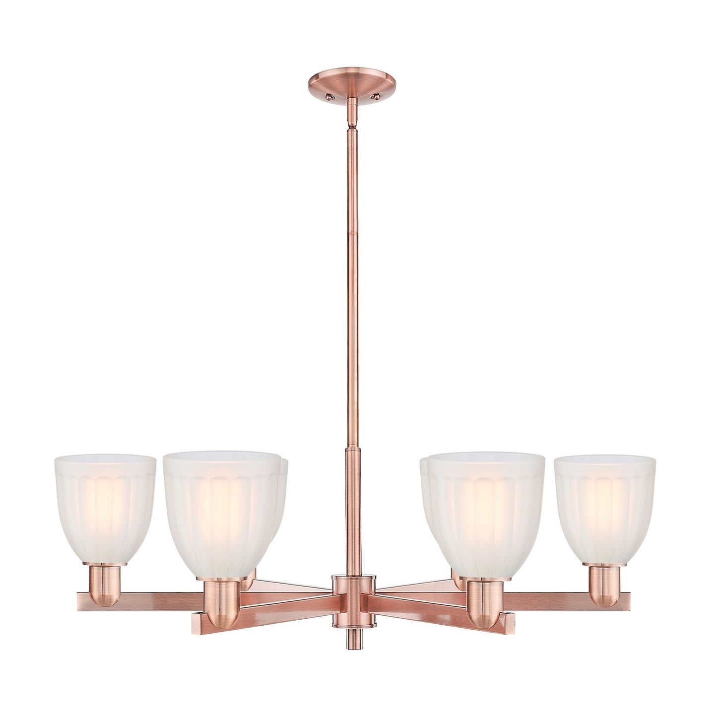 Innovations Brookfield 36in 6-Light Chandelier | Industrial Antique Copper Steel and White Frosted Ribbed Glass | Dining Room & | Model 716-6CR-AC-G441