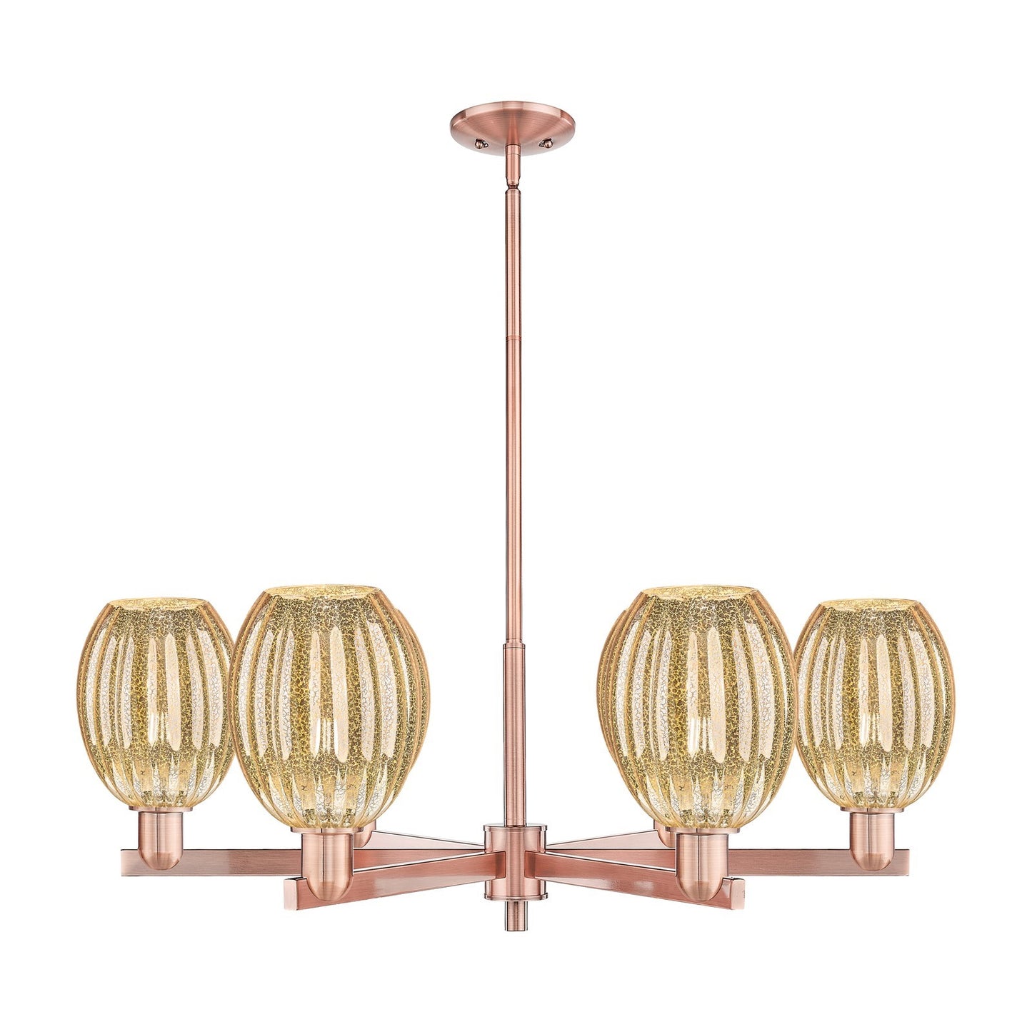 Innovations Preston Bulb 36in 6-Light Chandelier | Industrial Antique Copper and Mercury Glass | Dining Room & Living Room | Model 716-6CR-AC-G459-6ME