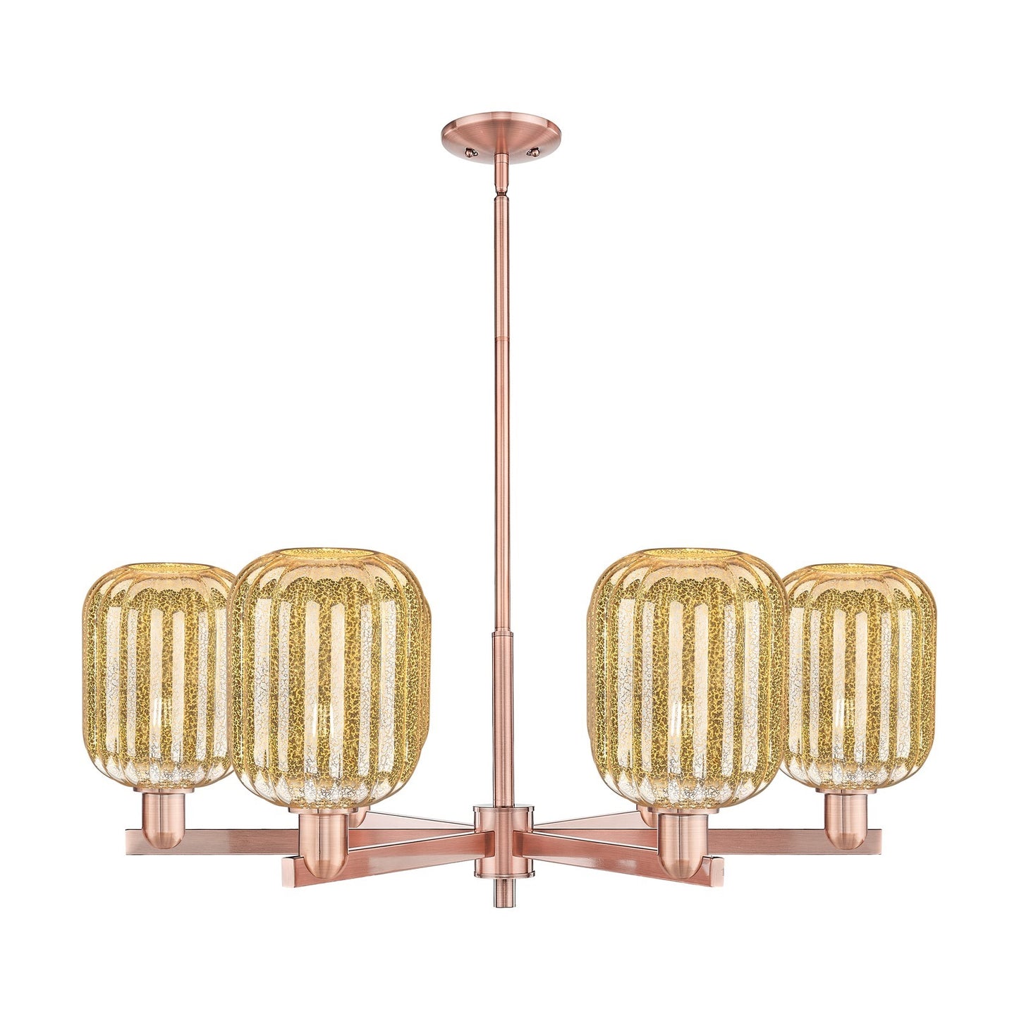 Innovations Preston Cylinder 36.5in 6-Light Chandelier | Industrial Antique Copper and Mercury Glass | Dining Room & Living | Model 716-6CR-AC-G460-7ME