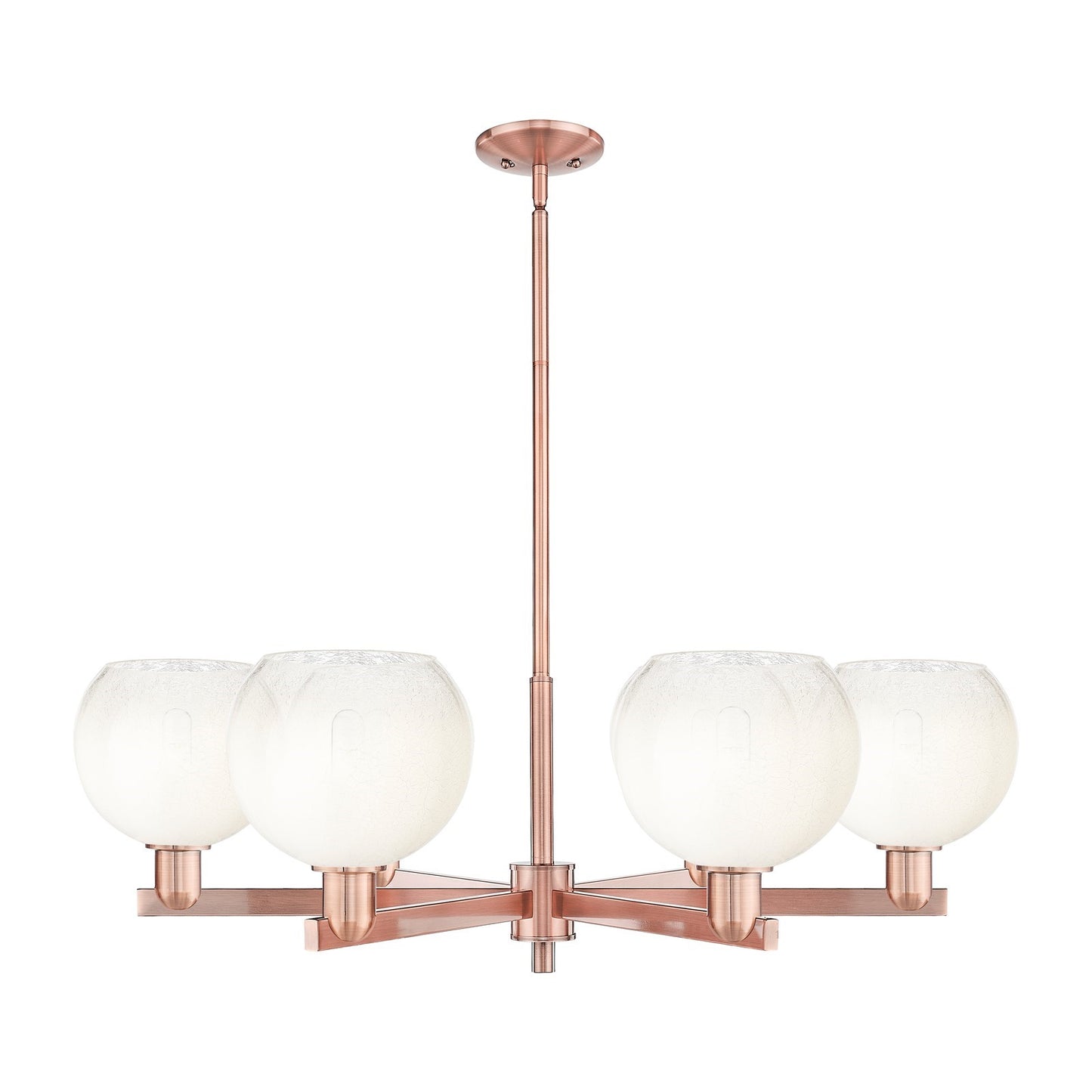 Innovations Brookhaven Globe 38in 6-Light Chandelier | Industrial Antique Copper Steel and Opal Glass | Dining Room & Living | Model 716-6CR-AC-G483-8OP