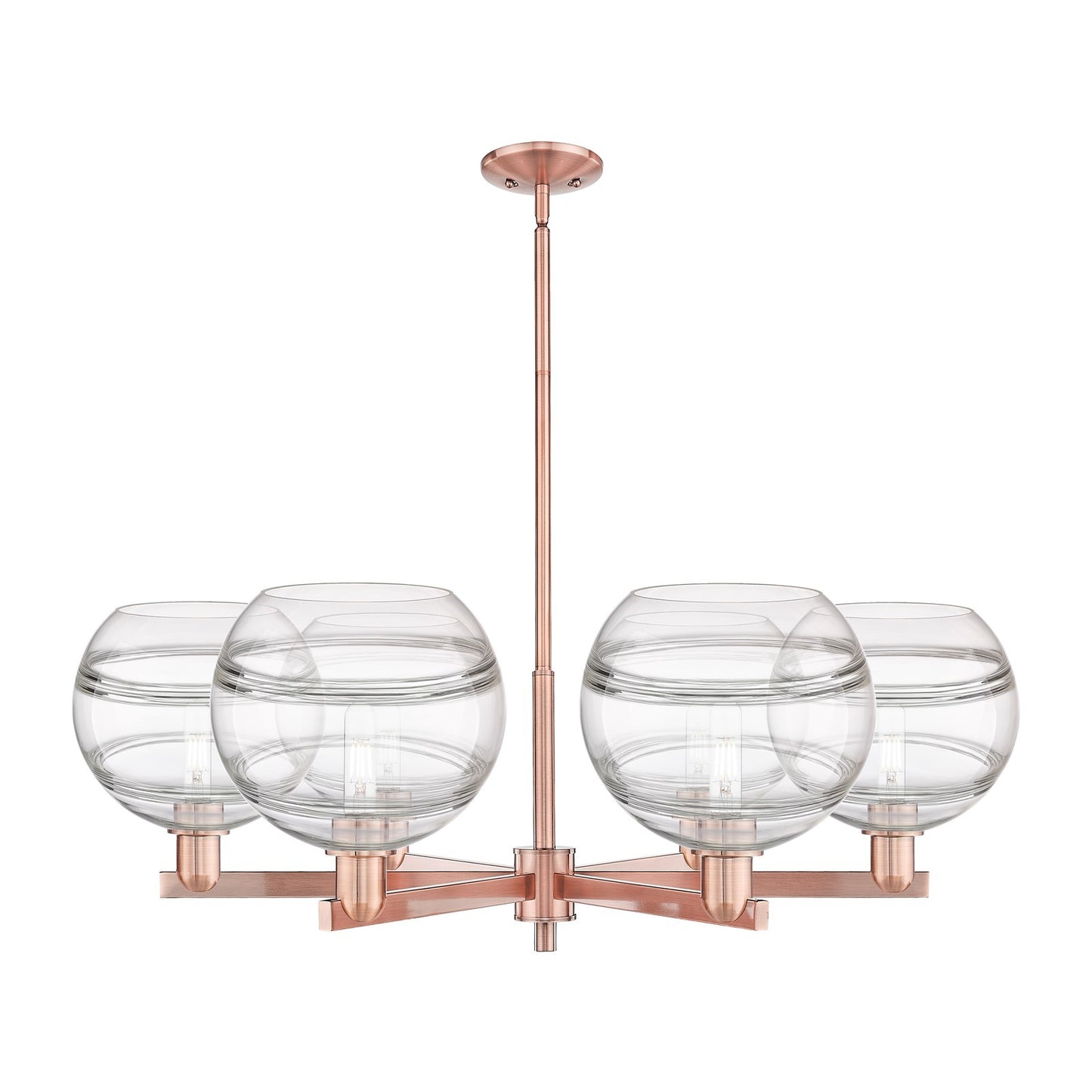 Innovations Rochester 40in 6-Light Chandelier | Industrial Antique Copper Steel and Clear Glass | Dining Room & Living Room | Model 716-6CR-AC-G556-10CL