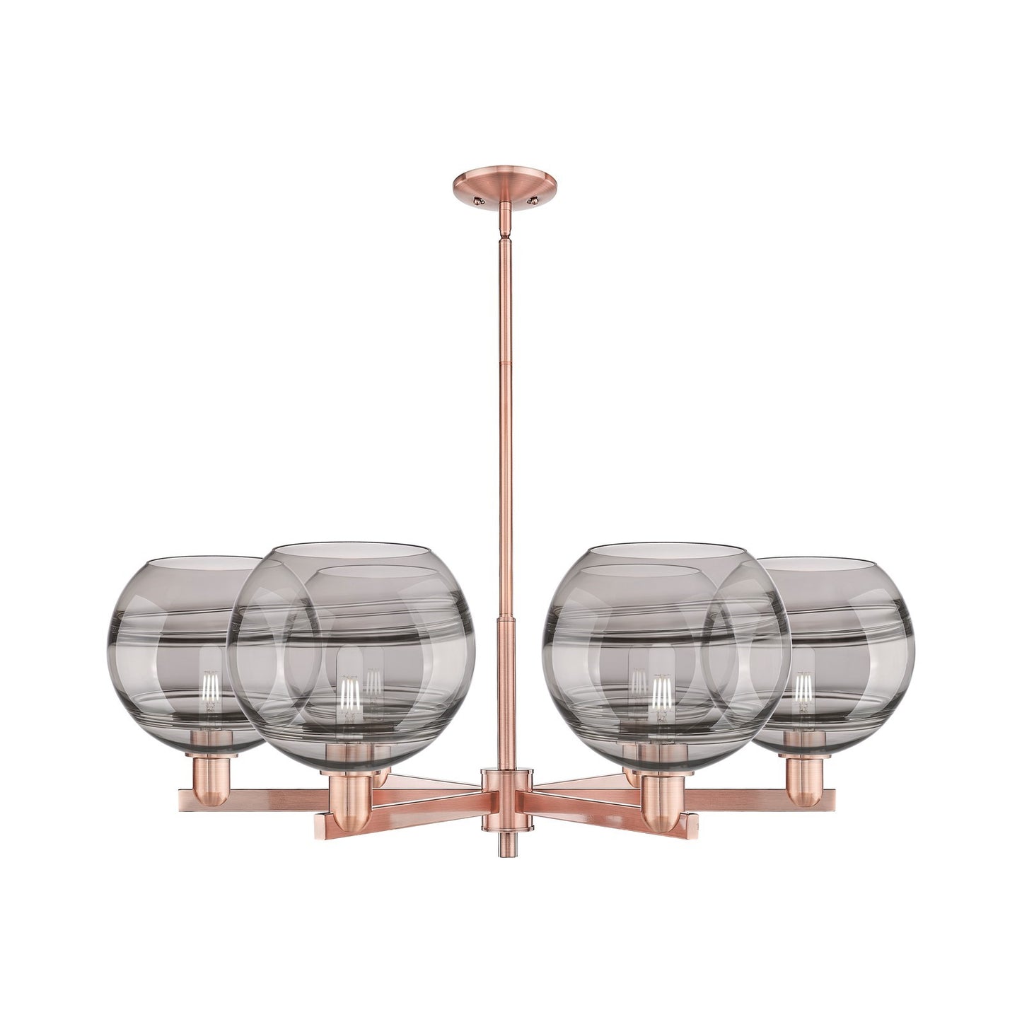 Innovations Rochester 40in 6-Light Chandelier | Industrial Antique Copper Steel and Light Smoke Glass | Dining Room & Living | Model 716-6CR-AC-G556-10SM