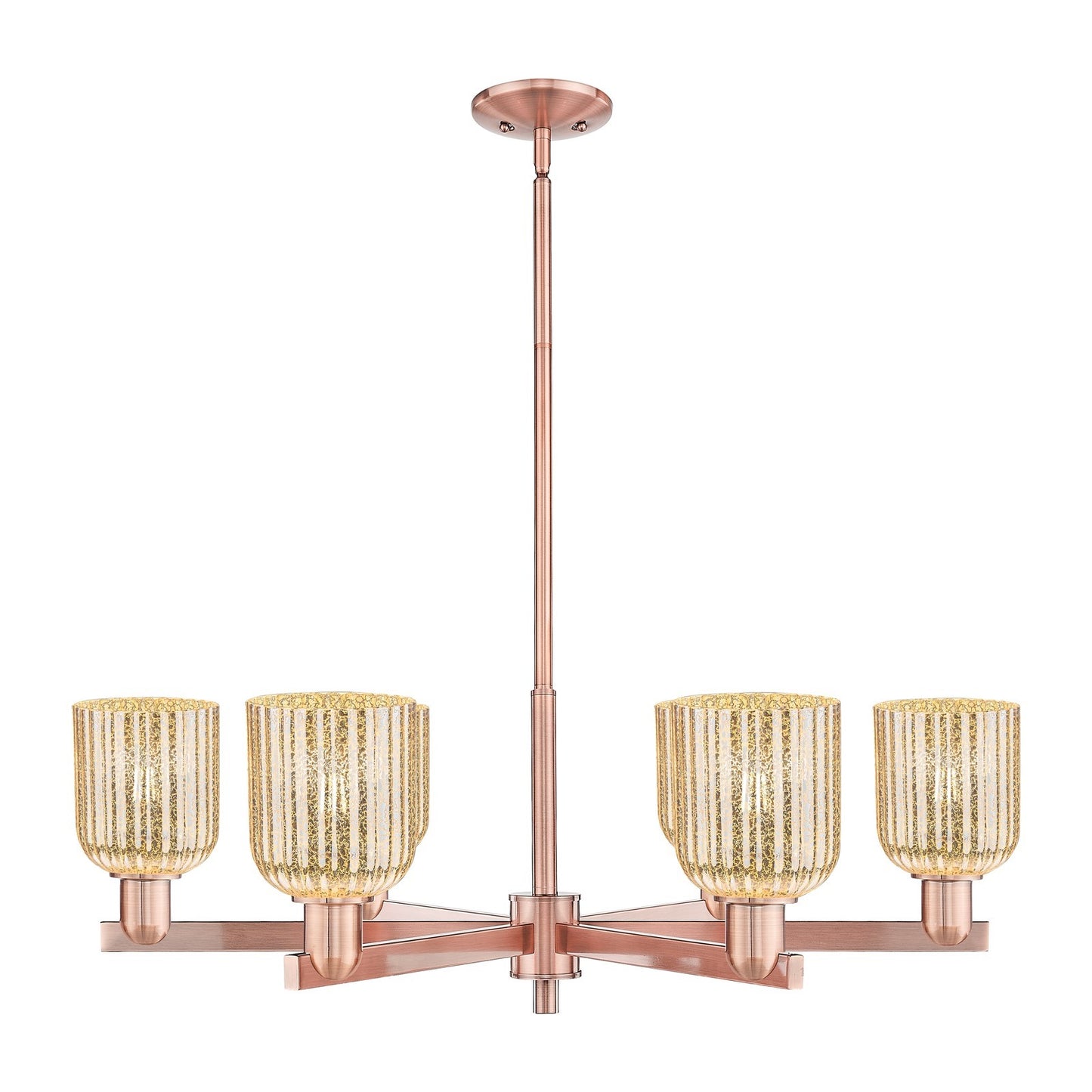 Innovations Bridal Veil 34.75in 6-Light Chandelier | Industrial Antique Copper Steel and Mercury Ribbed Glass | Dining Room & | Model 716-6CR-AC-G559-5ME