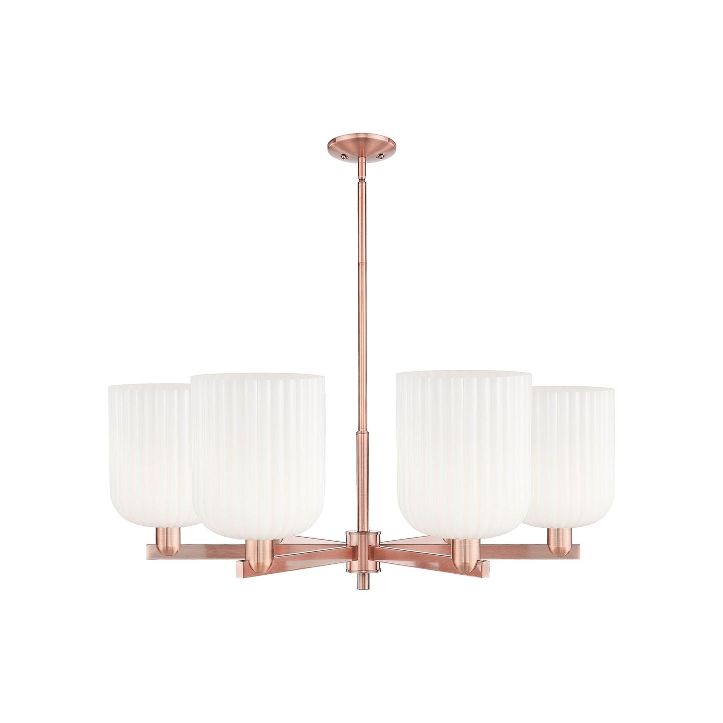 Innovations Bridal Veil 38in 6-Light Chandelier | Industrial Antique Copper and Gloss White Glass | Damp Rated Dining Room & | Model 716-6CR-AC-G559-8GWH