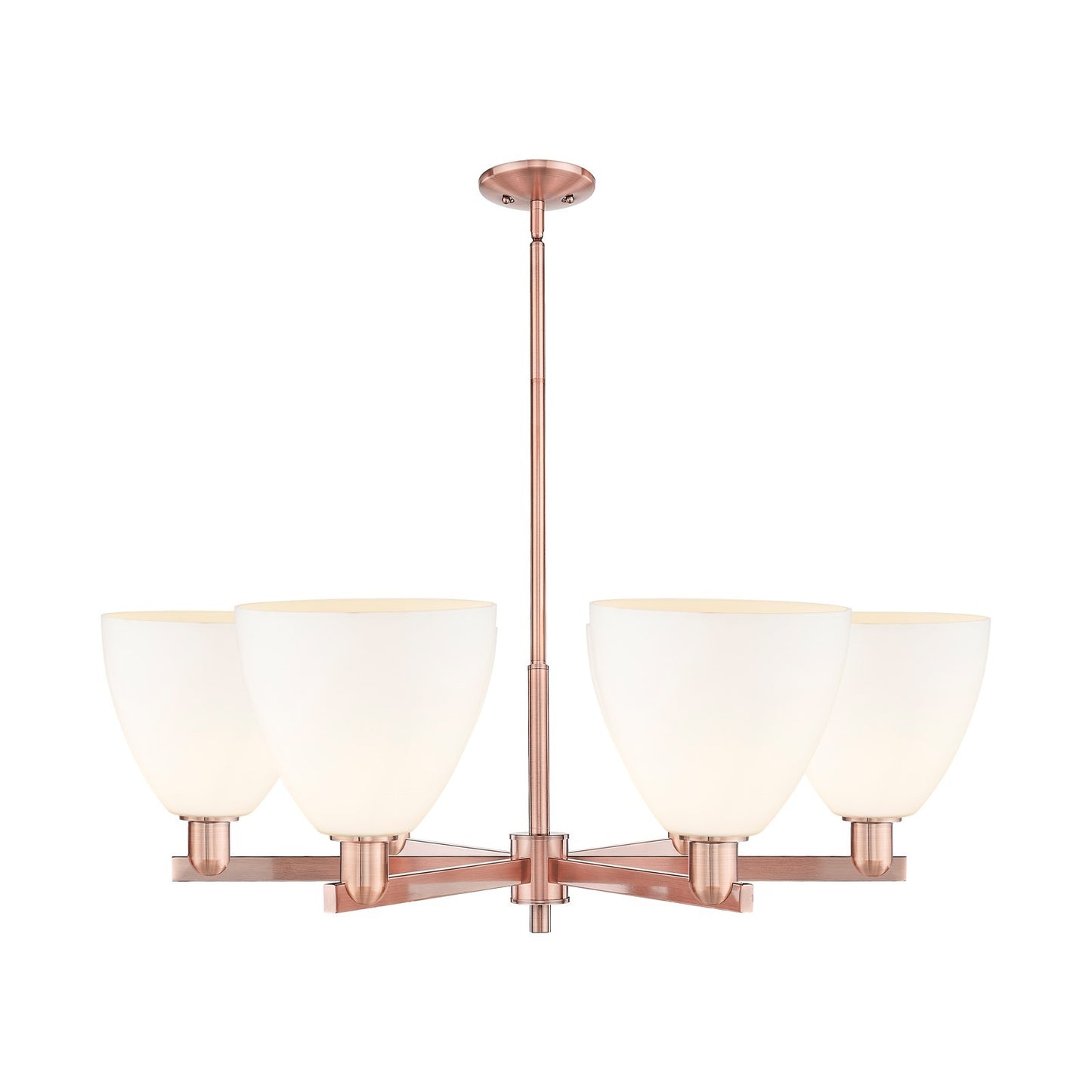 Innovations Bristol 39in 6-Light Chandelier | Industrial Antique Copper Steel and Matte White Glass | Damp-Rated Dining Room & | Model 716-6CR-AC-GBD-91
