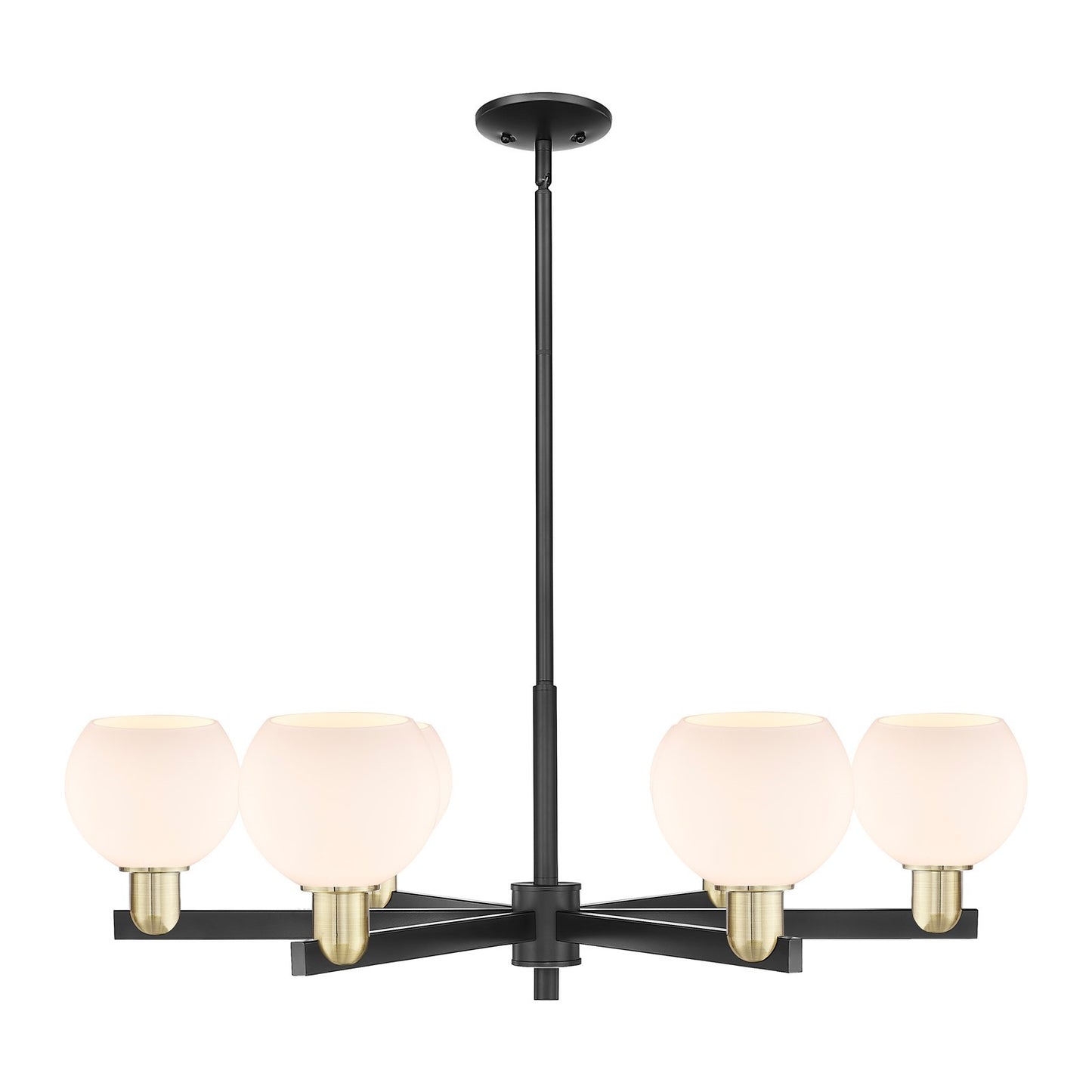 Innovations Athens 36in 6-Light Chandelier | Industrial Black Antique Brass and Matte White Glass | Kitchen Island & Dining | Model 716-6CR-BAB-G121-6