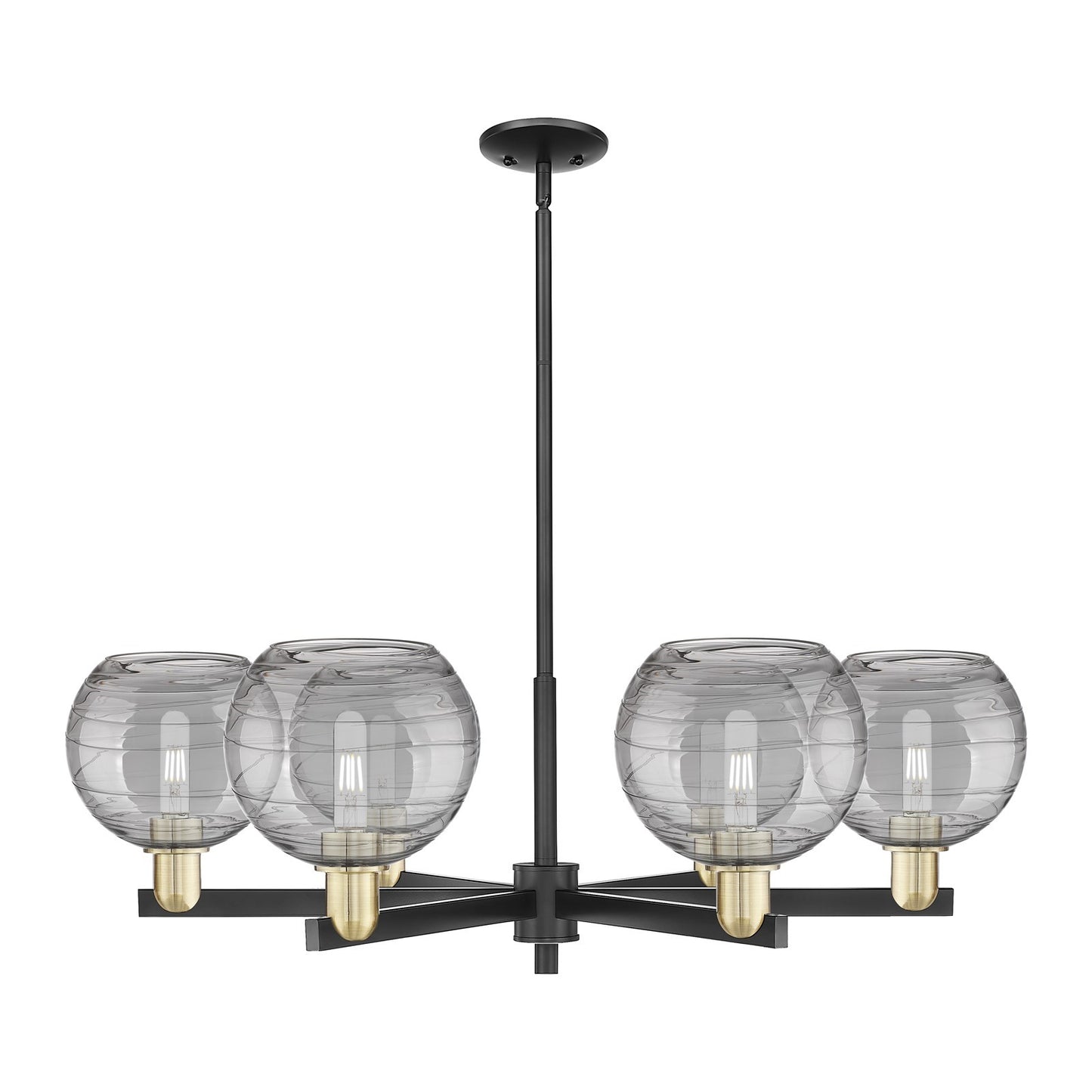 Innovations Athens Deco Swirl 38in 6-Light Chandelier | Industrial Black Antique Brass and Light Smoke Glass | Dining Room & | Model 716-6CR-BAB-G1213-8SM