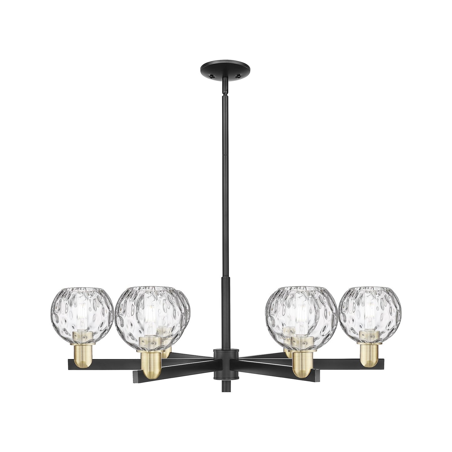 Innovations Athens Water Glass 36in 6-Light Chandelier | Industrial Black Antique Brass and Clear Glass | Kitchen Island & | Model 716-6CR-BAB-G1215-6