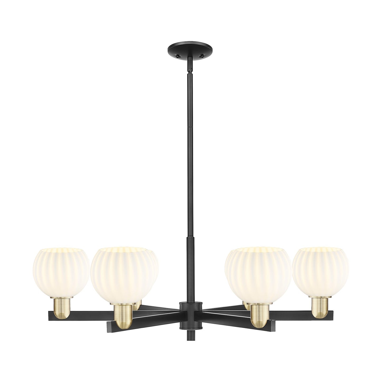 Innovations Lighting White Venetian 36in 6-Light Chandelier | Industrial Black Antique Brass and White Venetian Glass | Model 716-6CR-BAB-G1217-6WV