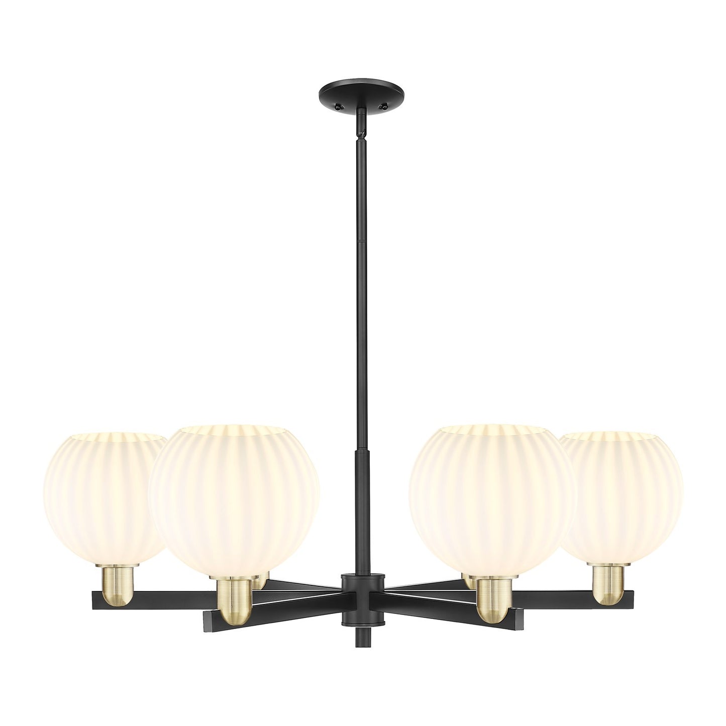Innovations Lighting White Venetian 38in 6-Light Chandelier | Industrial Black Antique Brass and White Venetian Glass | Damp | Model 716-6CR-BAB-G1217-8WV