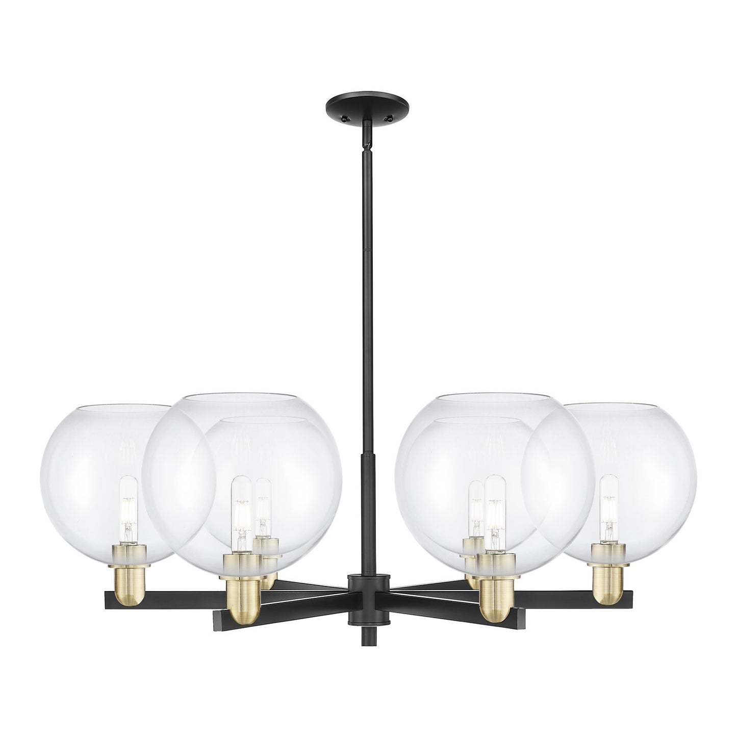 Innovations Athens 40in 6-Light Chandelier | Industrial Black Antique Brass Steel and Clear Glass | Dining Room & Living Room | Model 716-6CR-BAB-G122-10