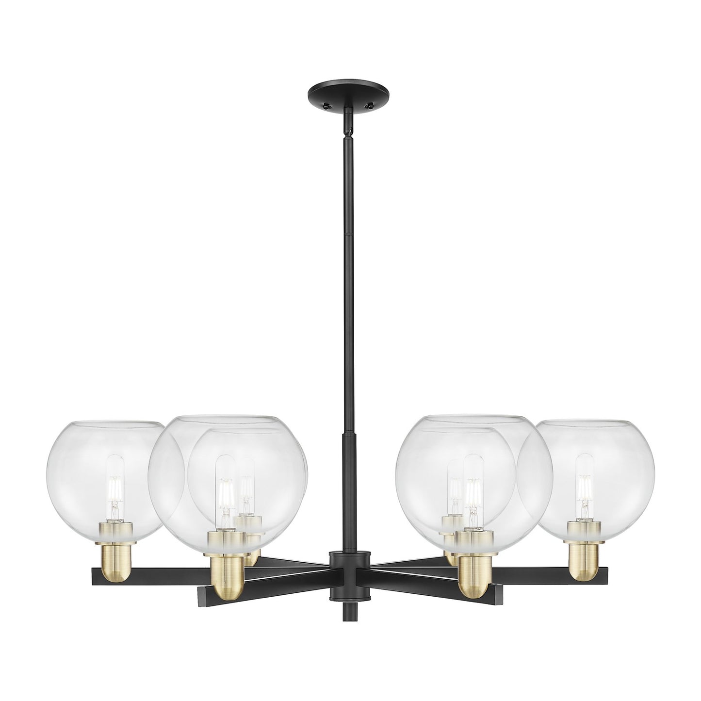Innovations Athens 38in 6-Light Chandelier | Industrial Black Antique Brass and Clear Glass | Dining Room & Living Room | Model 716-6CR-BAB-G122-8
