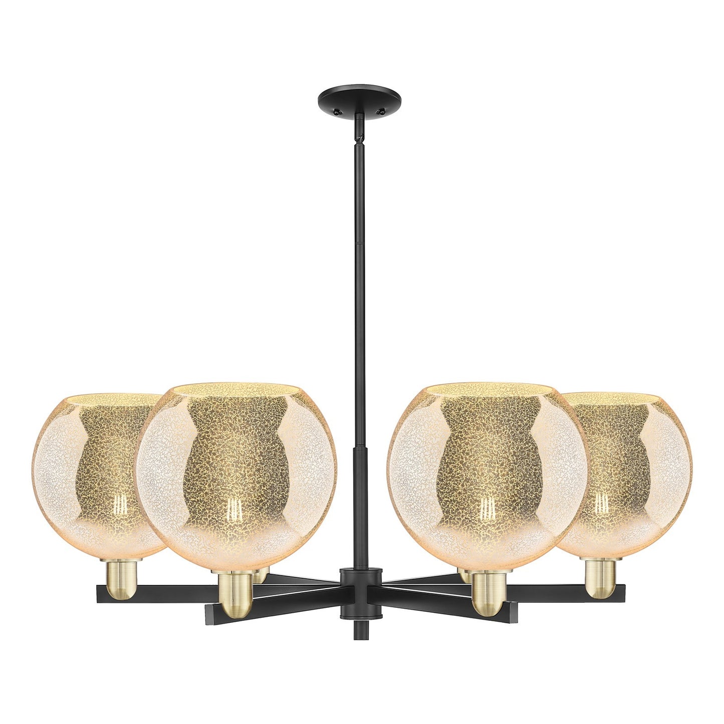 Innovations Athens 40in 6-Light Chandelier | Industrial Black Antique Brass and Mercury Glass | Dining Room & Living Room | Model 716-6CR-BAB-G128-10