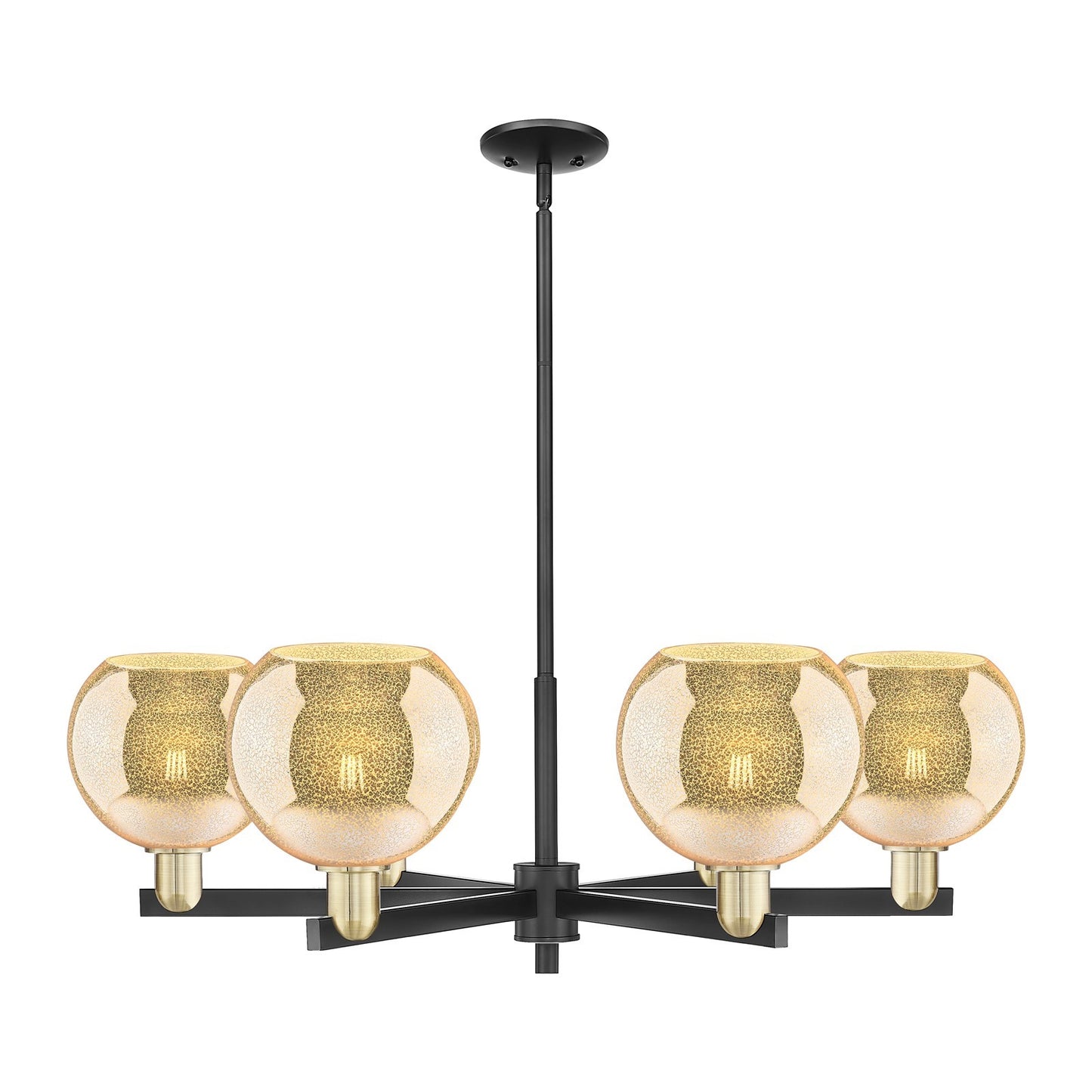 Innovations Athens 38in 6-Light Chandelier | Industrial Black Antique Brass and Mercury Glass | Dining Room & Living Room | Model 716-6CR-BAB-G128-8