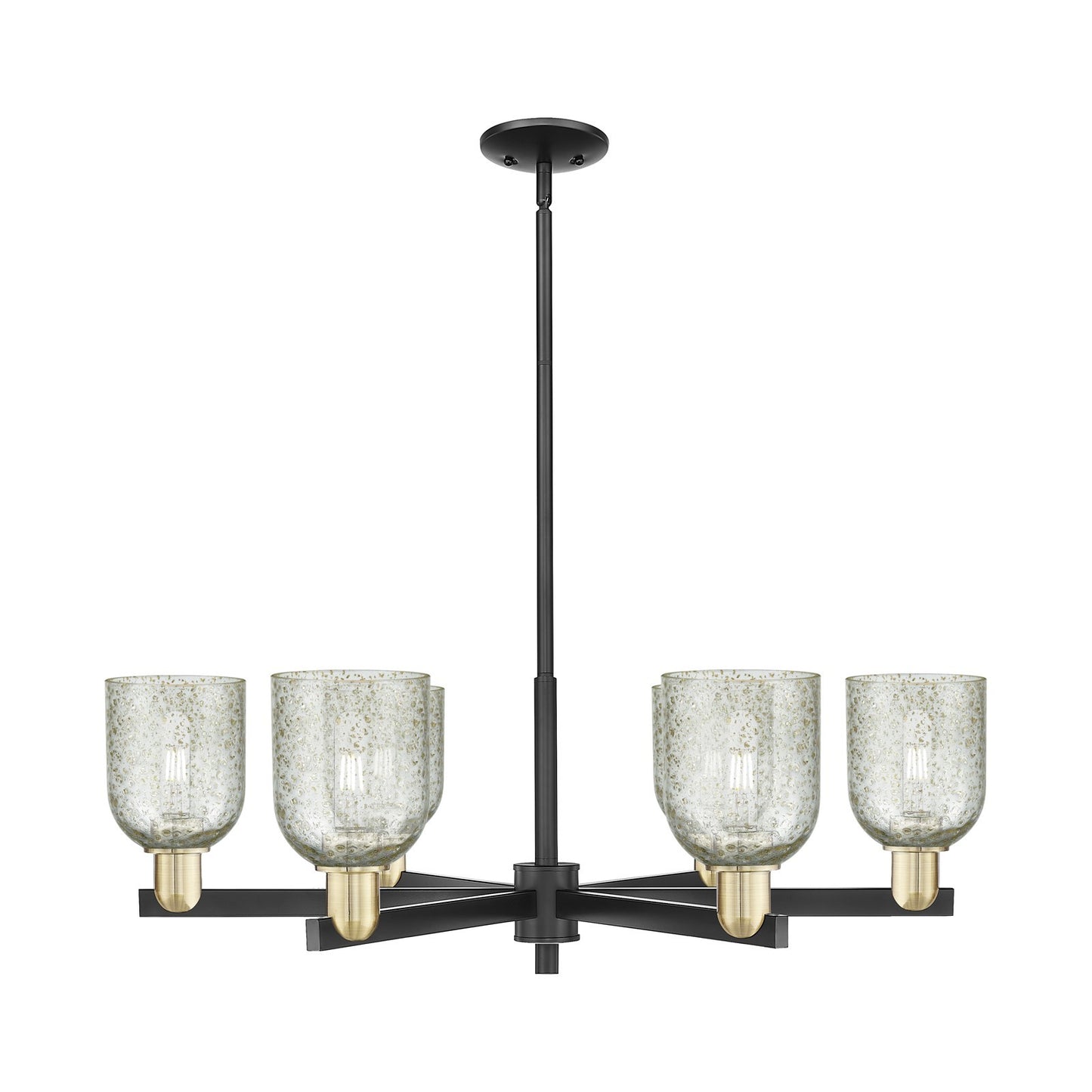 Innovations Caledonia 35in 6-Light Chandelier | Industrial Black Antique Brass and Mica Glass | Kitchen Island & Dining Room | Model 716-6CR-BAB-G259