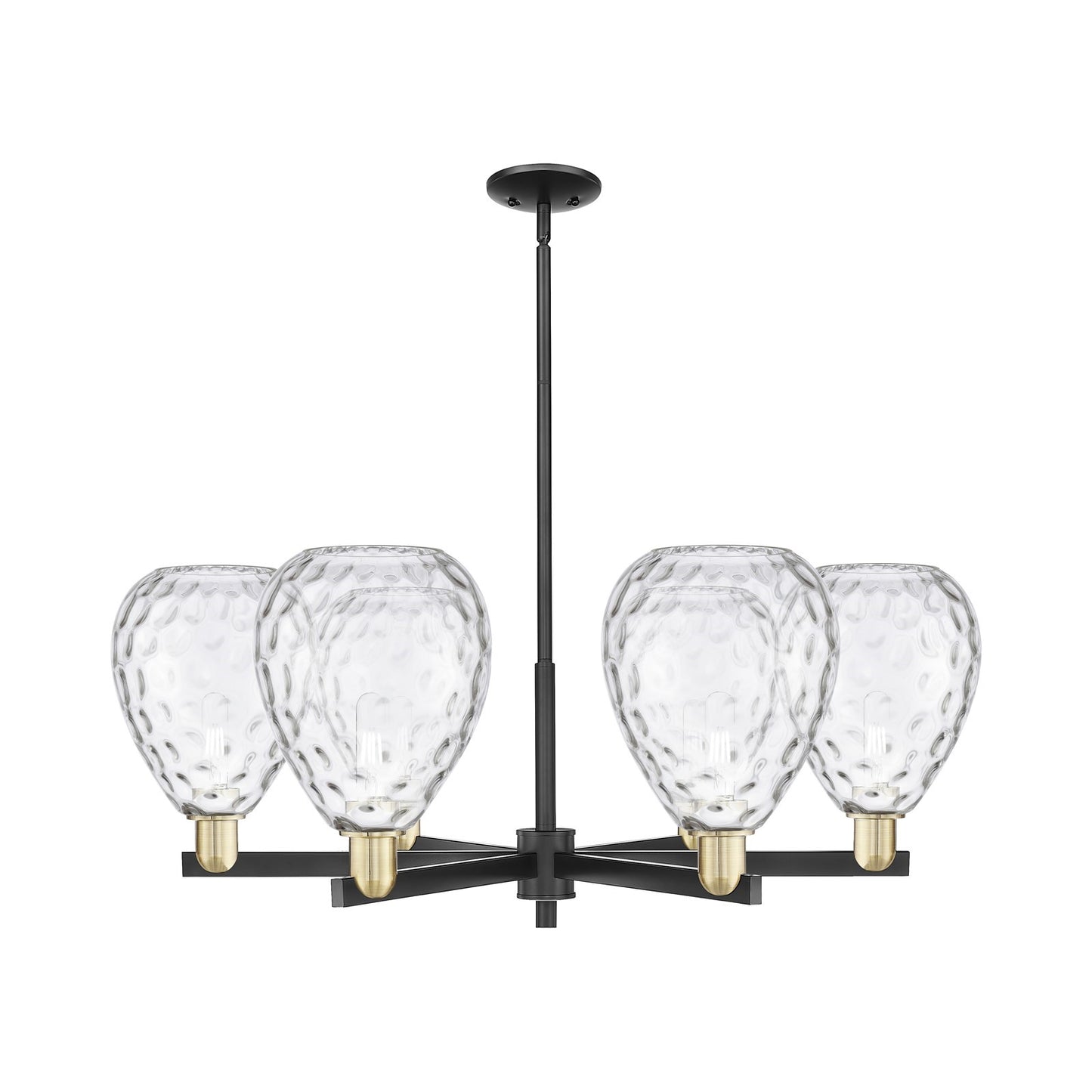 Innovations Waverly 38in 6-Light Chandelier | Industrial Black Antique Brass Steel and Clear Glass | Dining Room & Living Room | Model 716-6CR-BAB-G372
