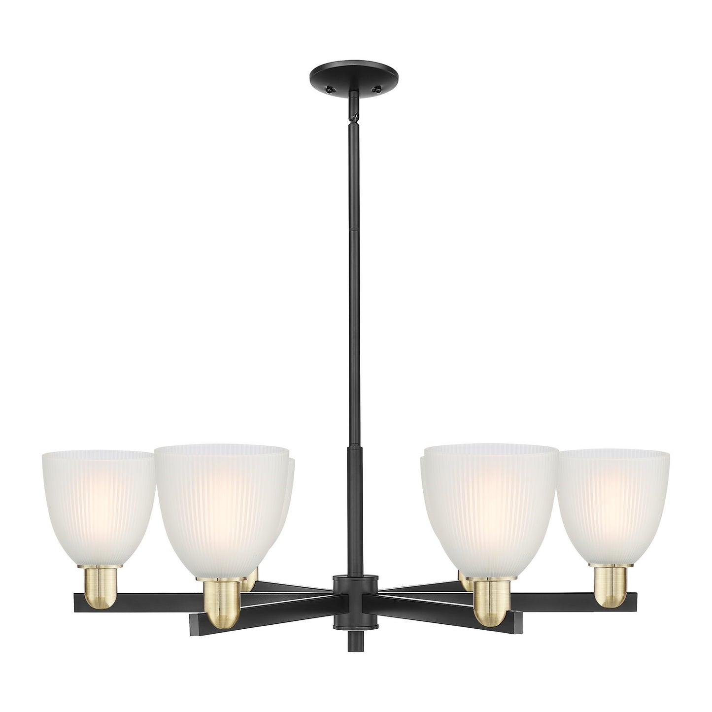 Innovations Castile 36in 6-Light Chandelier | Industrial Black Antique Brass Steel and White Glass | Kitchen Island & Dining Room | Model 716-6CR-BAB-G381
