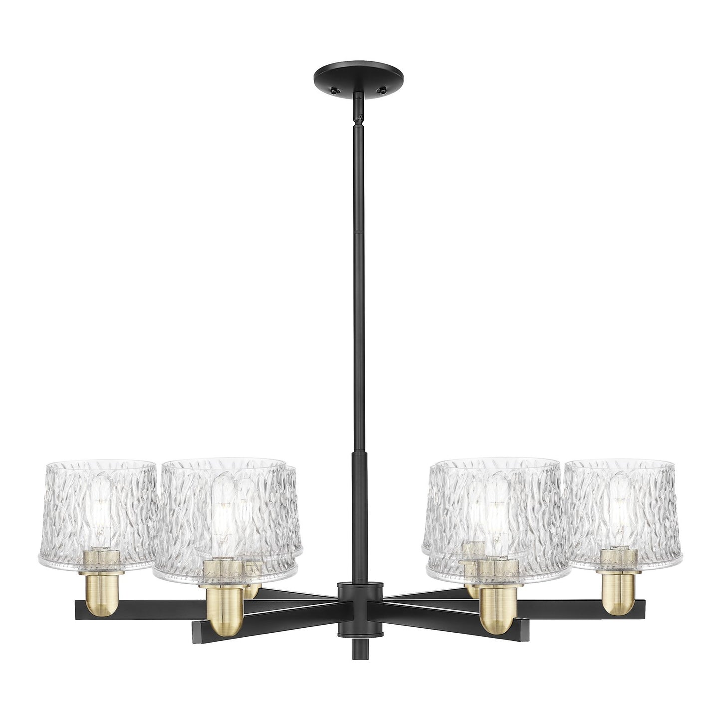 Innovations Niagara 36in 6-Light Chandelier | Industrial Black Antique Brass and Clear Glass | Damp Rated Dining Room & Living | Model 716-6CR-BAB-G402