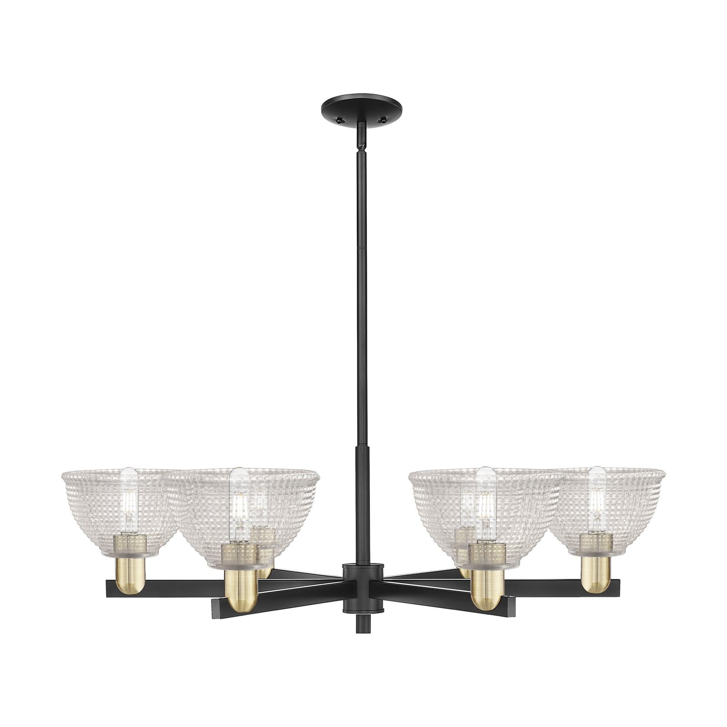 Innovations Arietta 38in 6-Light Chandelier | Industrial Black Antique Brass Steel and Clear Glass | Dining Room & Living Room | Model 716-6CR-BAB-G422