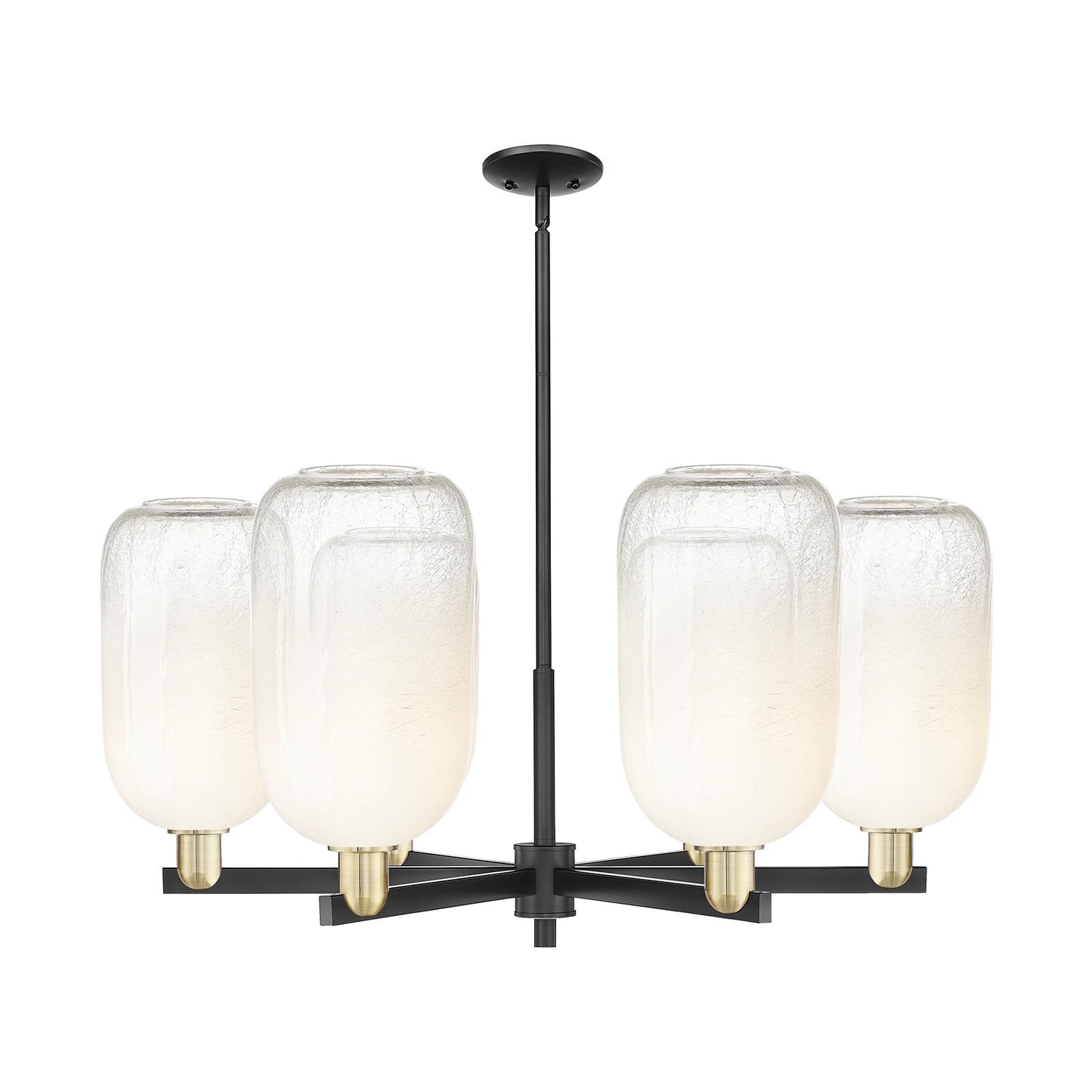 Innovations Brookhaven Cloche 36in 6-Light Chandelier | Industrial Black Antique Brass and Opal Glass | Damp Rated Dining | Model 716-6CR-BAB-G482-7OP