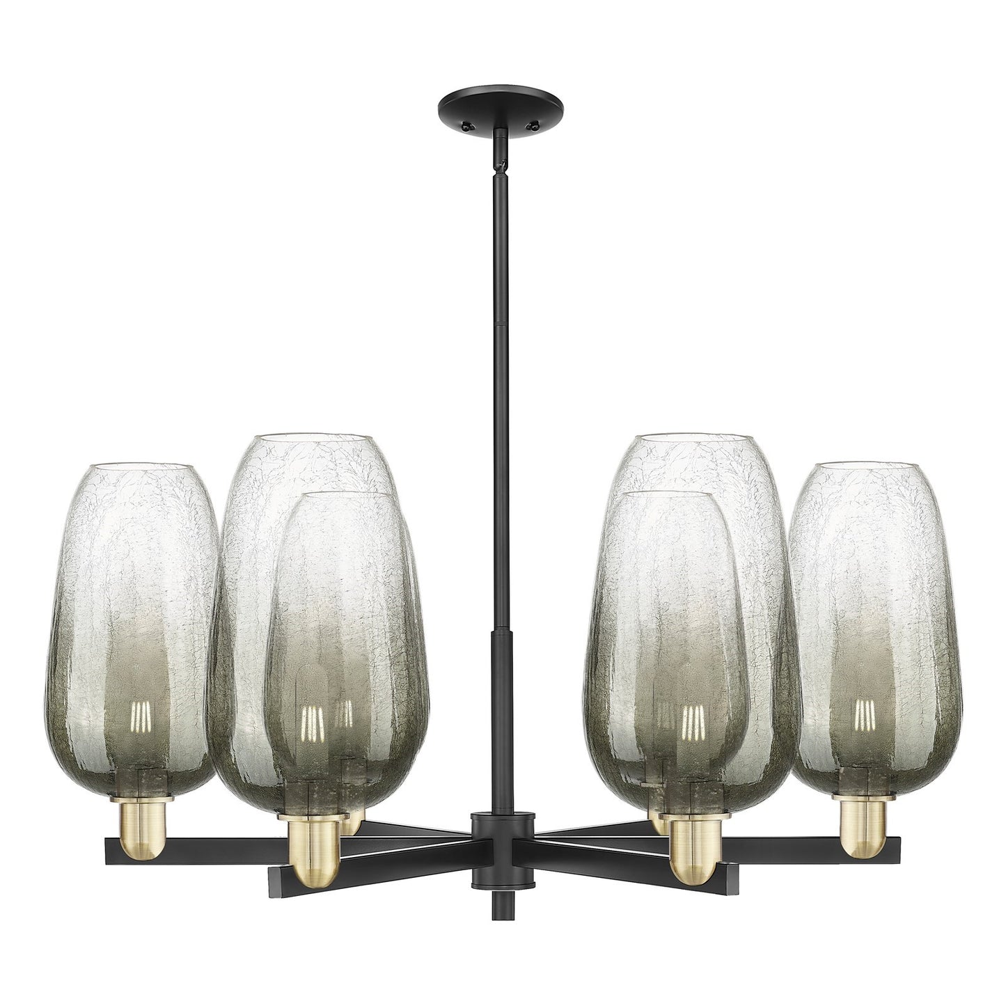 Innovations Brookhaven Flute 36in 6-Light Chandelier | Industrial Black Antique Brass and Slate Glass | Dining Room & Living | Model 716-6CR-BAB-G484-7SL