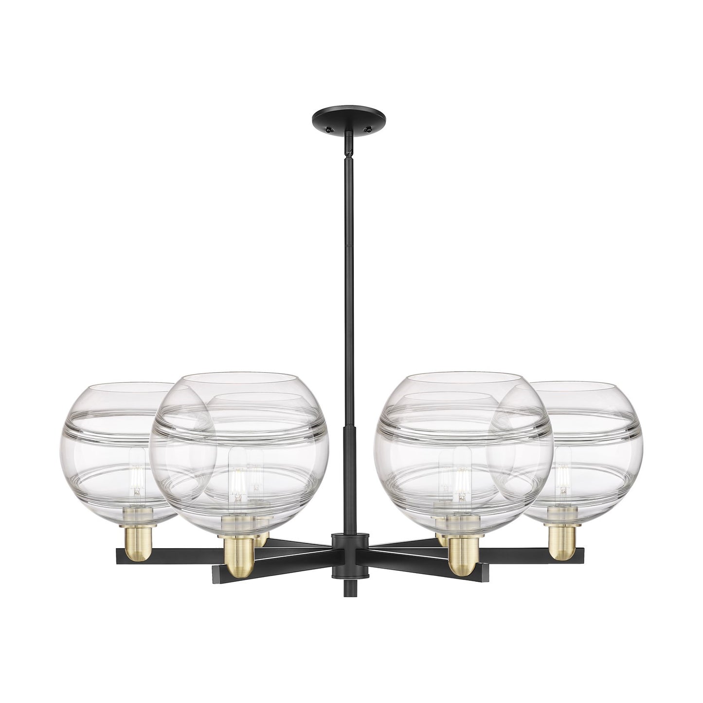 Innovations Rochester 40in 6-Light Chandelier | Industrial Black Antique Brass and Clear Glass | Dining Room & Living Room | Model 716-6CR-BAB-G556-10CL